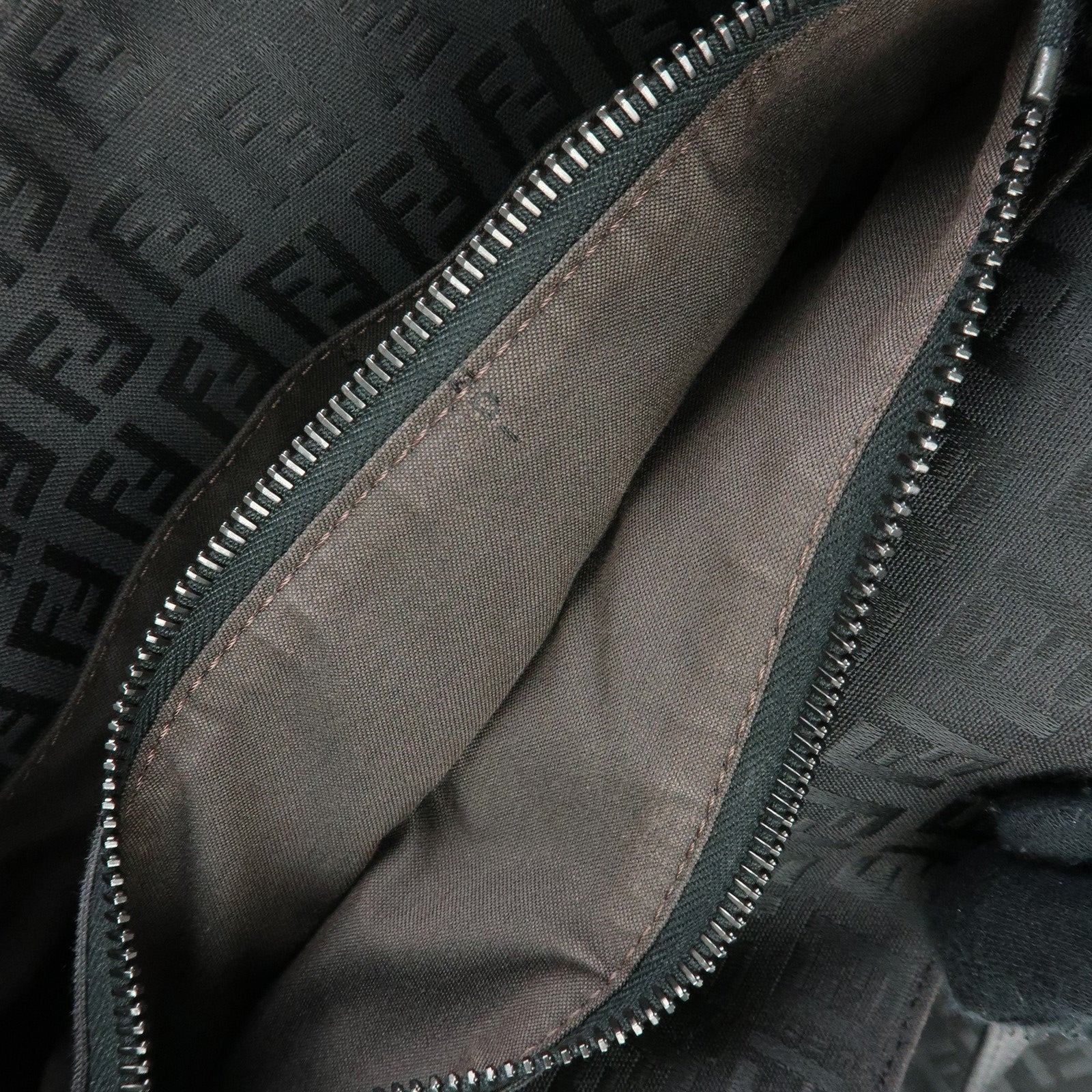 FENDI Zucchino Canvas Leather Tote Hand Bag Black 8BH131