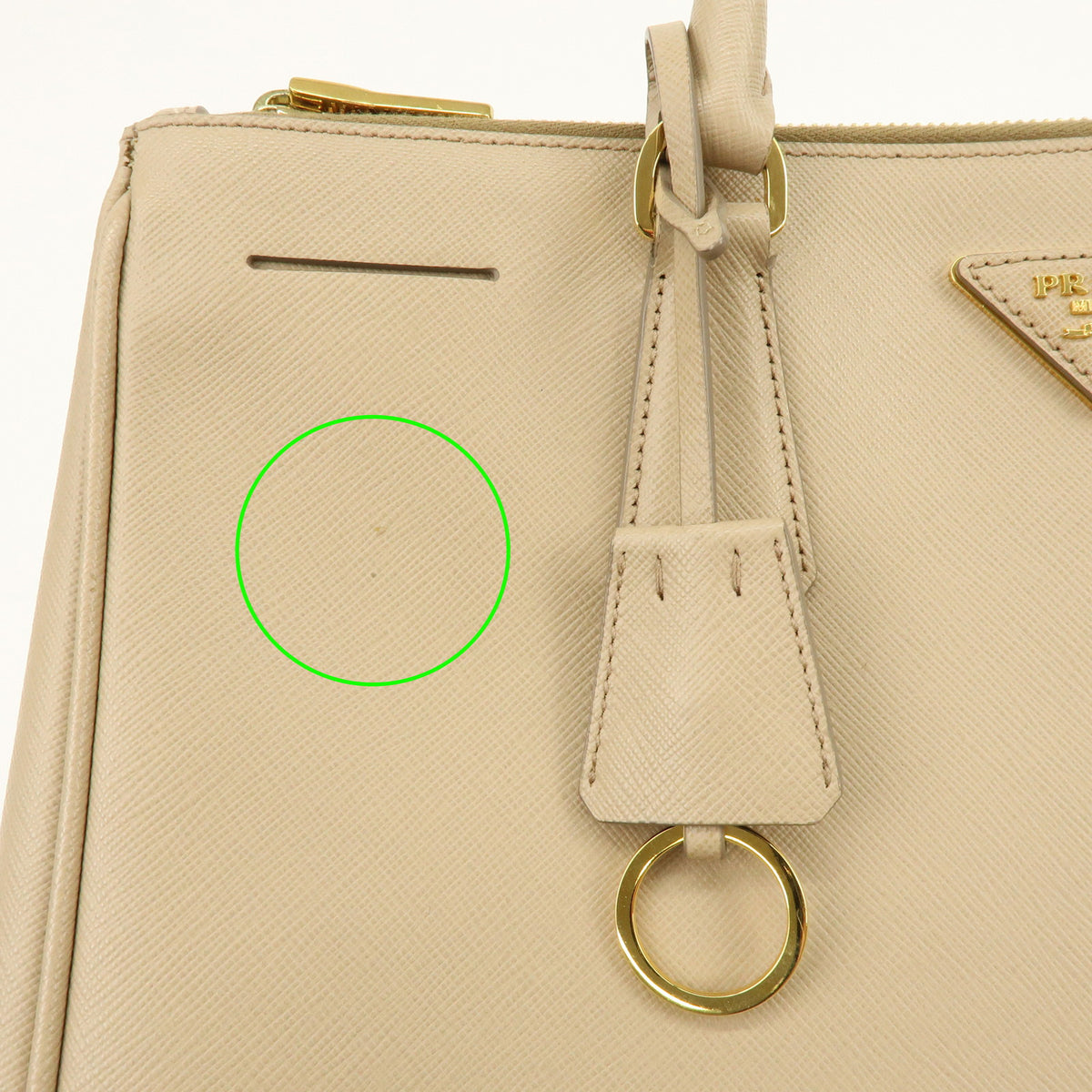 PRADA Triangle Logo Galleria Saffiano Leather 2Way Bag Beige 1BA274