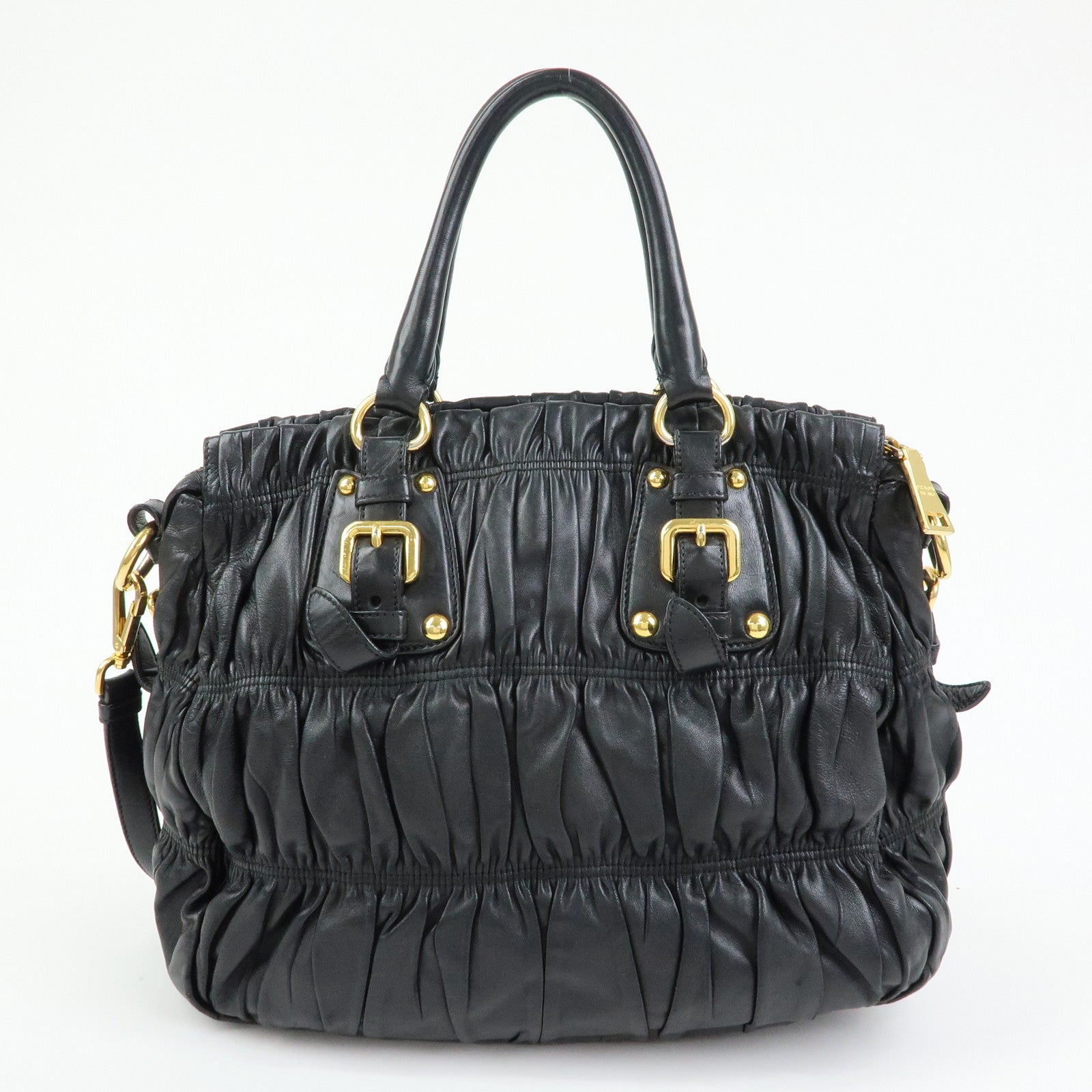 PRADA Logo Nappa Leather 2Way Bag Hand Bag Shoulder Bag Black