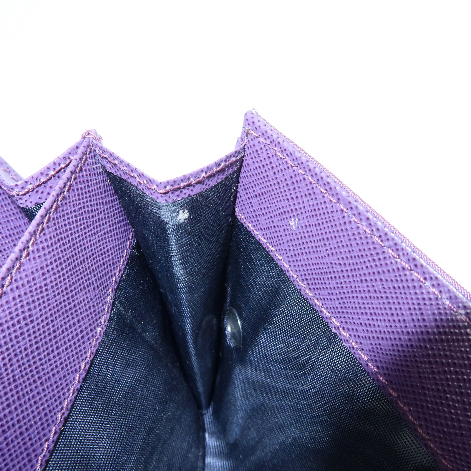 PRADA Triangle Logo Nylon Saffiano Leather Long Wallet Purple M608