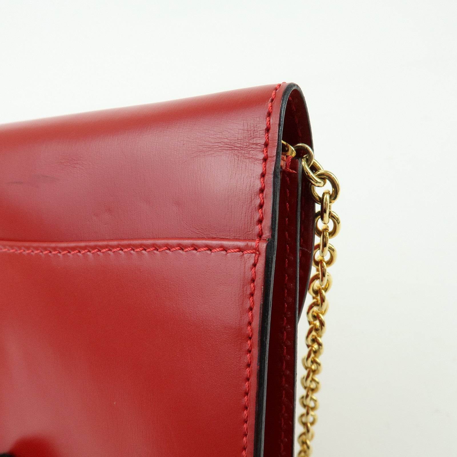 CELINE Starball Leather Chain Shoulder Bag Crossbody Bag Red