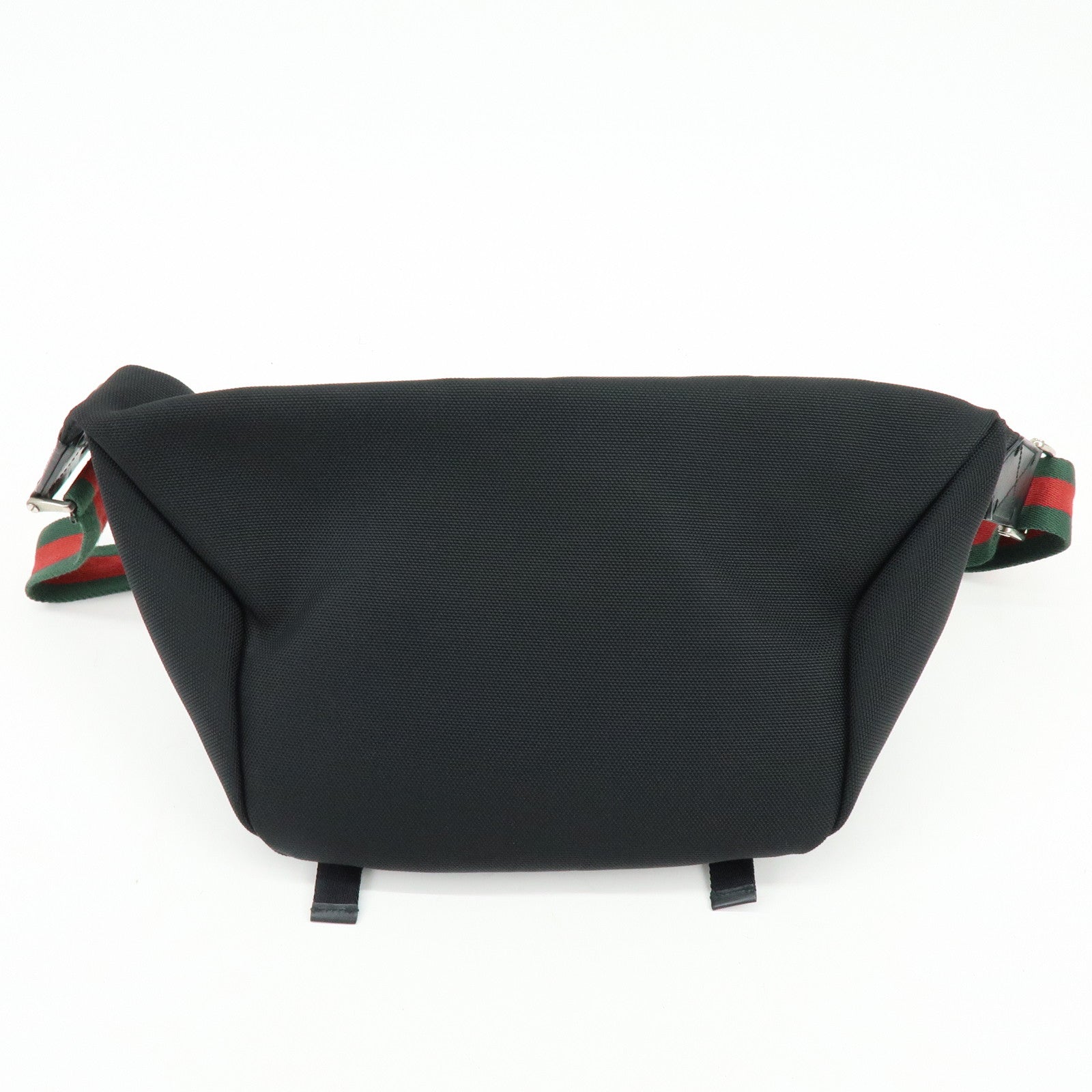 GUCCI Sherry Canavas Leather Waist Pouch Body Bag Black 353409