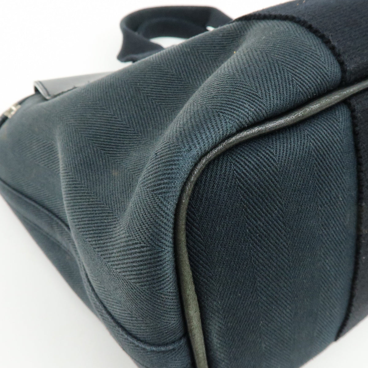 HERMES Valparaiso PM Canvas Leather Tote Bag Hand Bag Black