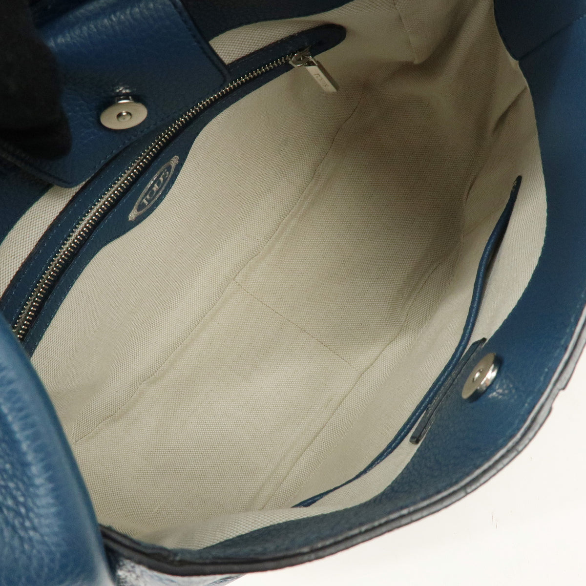 TOD'S Hobo Leather Shoulder Bag Hand Bag Blue