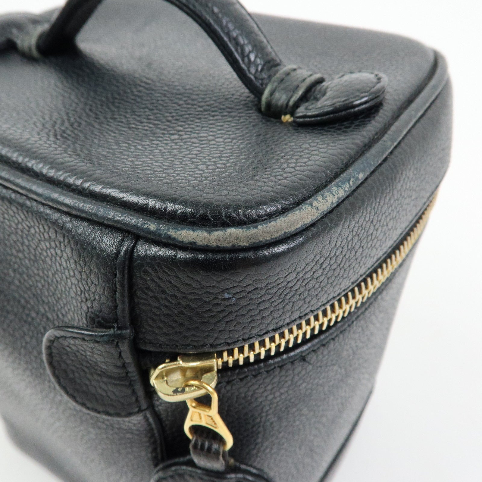 CHANEL COCO Mark Caviarskin Vanity Bag Cosmetic Bag Black A01998