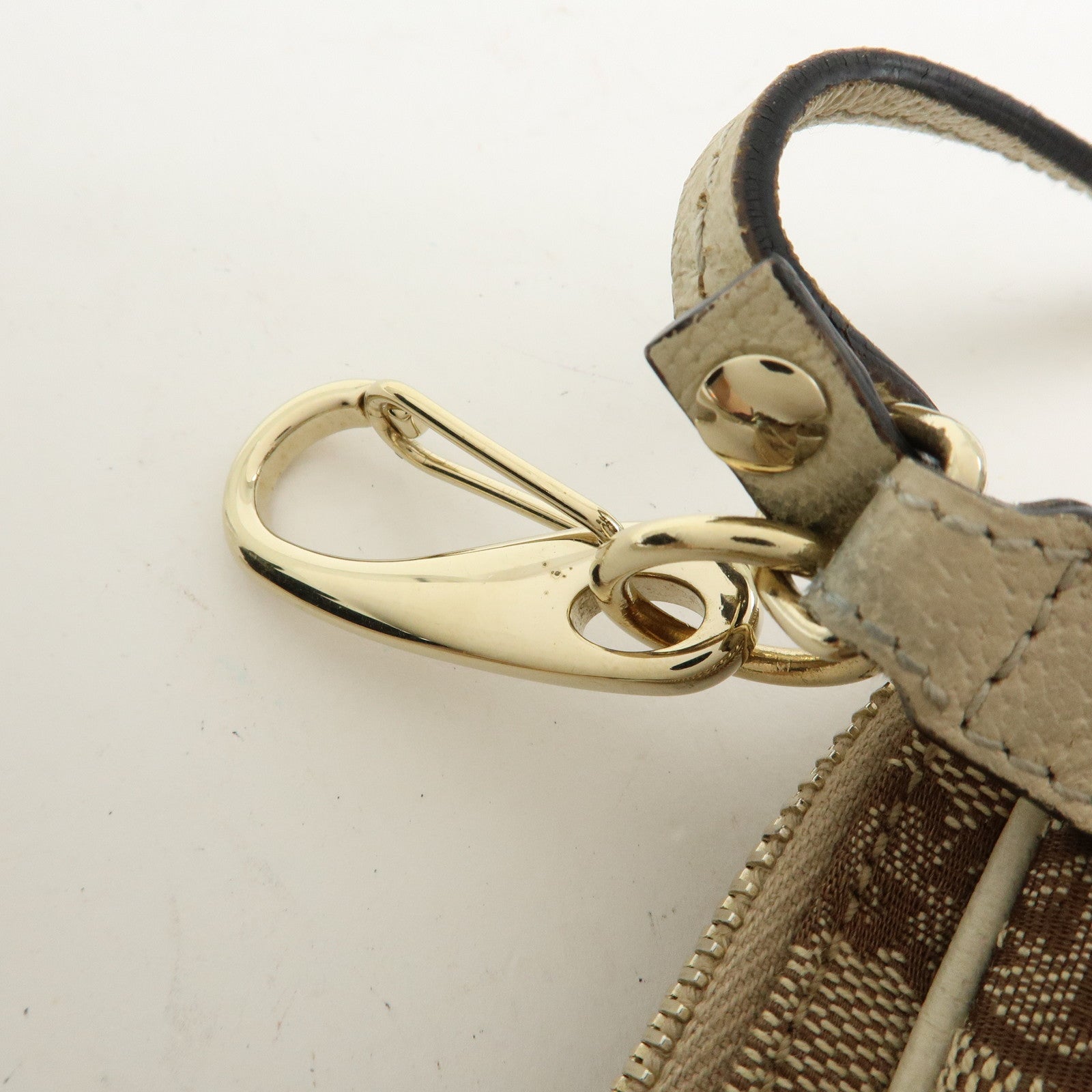 GUCCI GG Canvas Leather Shoulder Crossbody Bag Beige White 120975