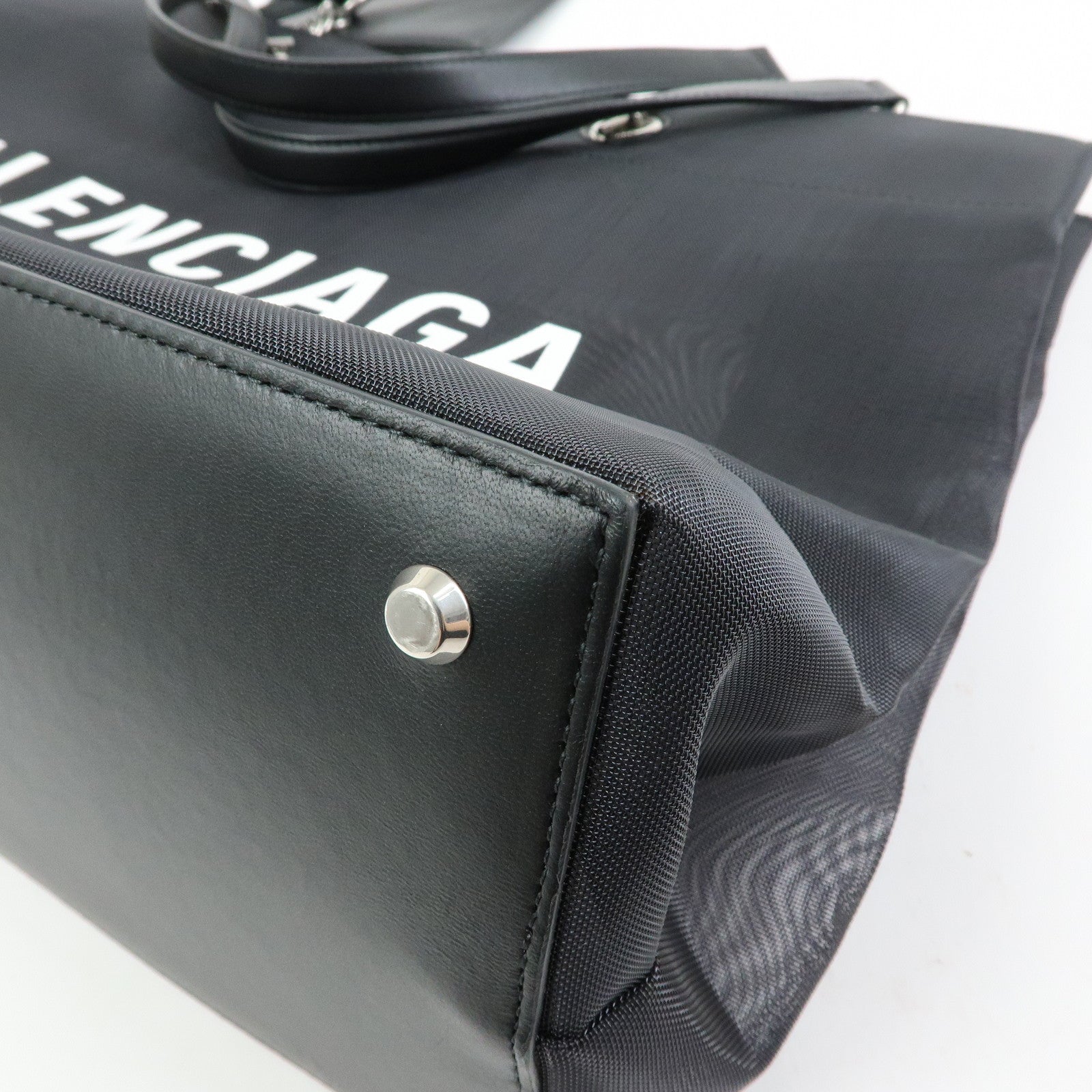 BALENCIAGA Duty Free Mesh Leather Tote Bag Shoulder Bag Black 535269