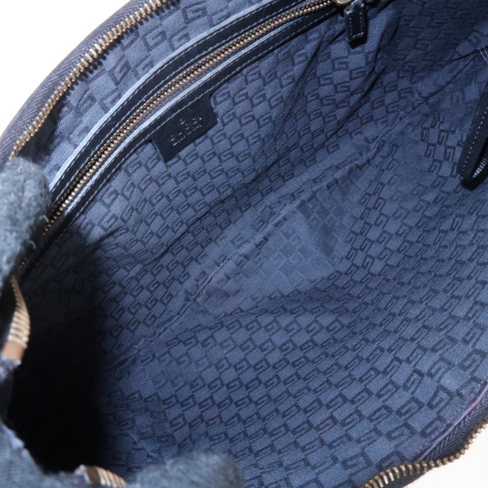 GUCCI Logo Leather Hobo Bag Shoulder Bag Hand Bag Black 204990 Used