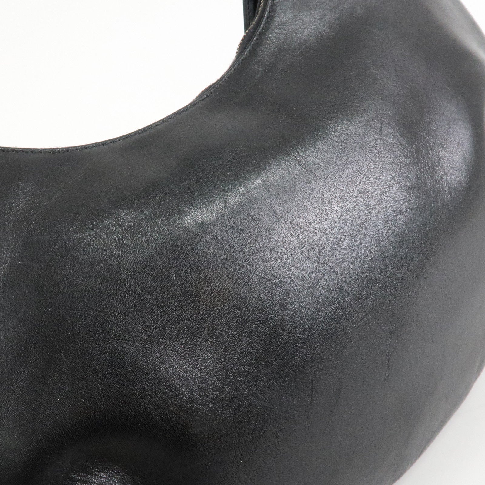 GUCCI Logo Leather Hobo Bag Shoulder Bag Hand Bag Black 204990 Used