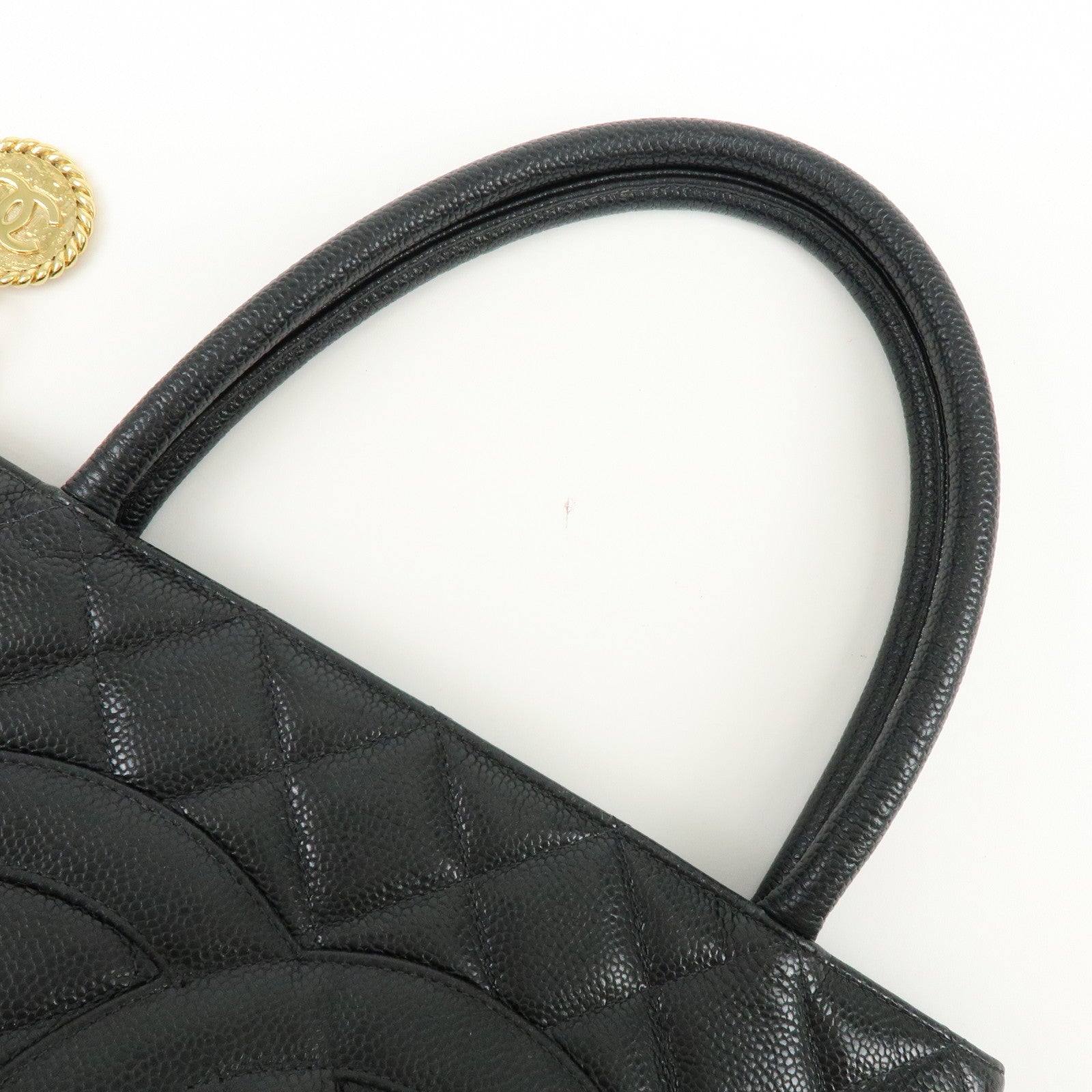 CHANEL Matelasse COCO Mark Medallion Tote Bag Hand Bag Black A01804