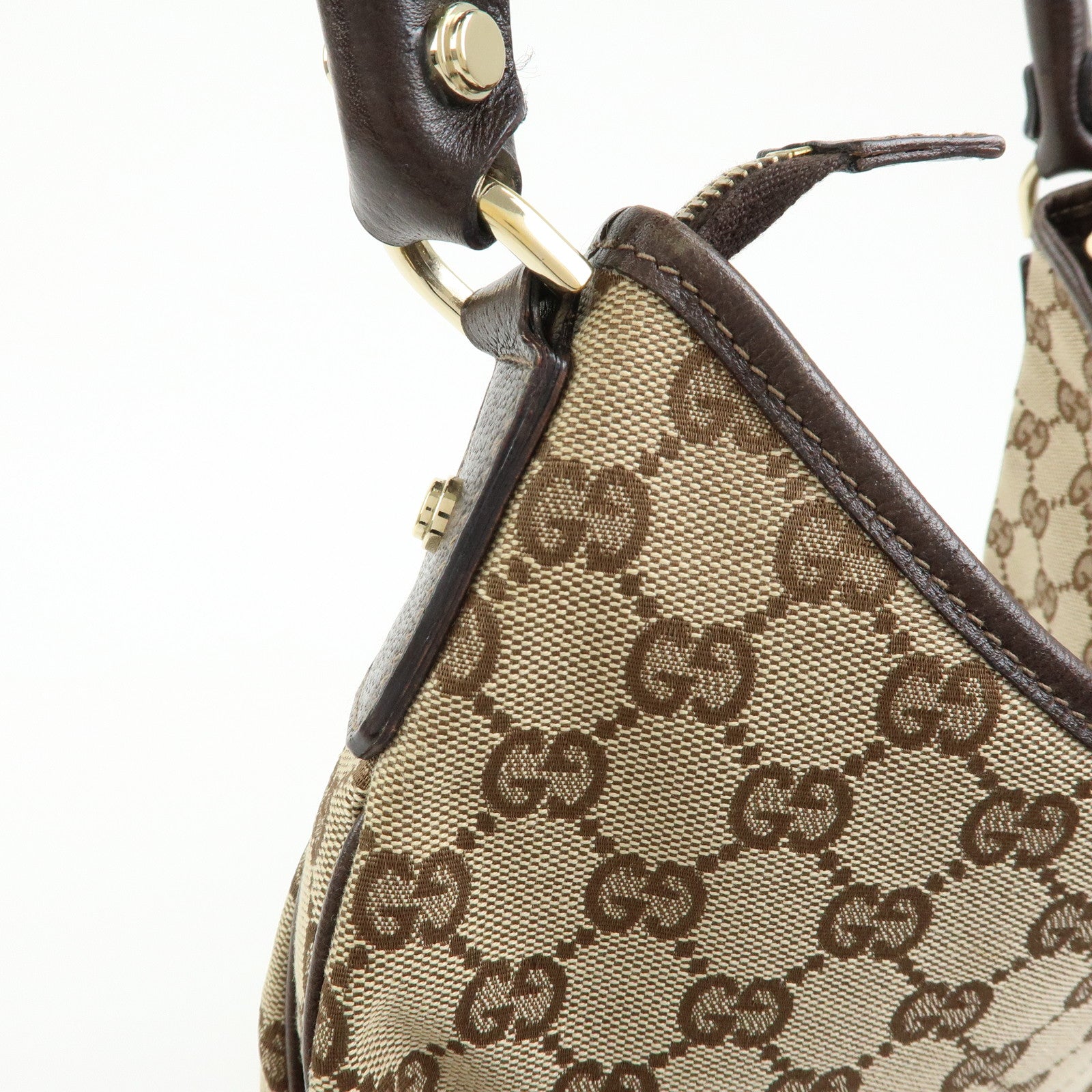 GUCCI Abbey GG Canvas Leather Shoulder Bag Hand Bag Beige Brown 130737