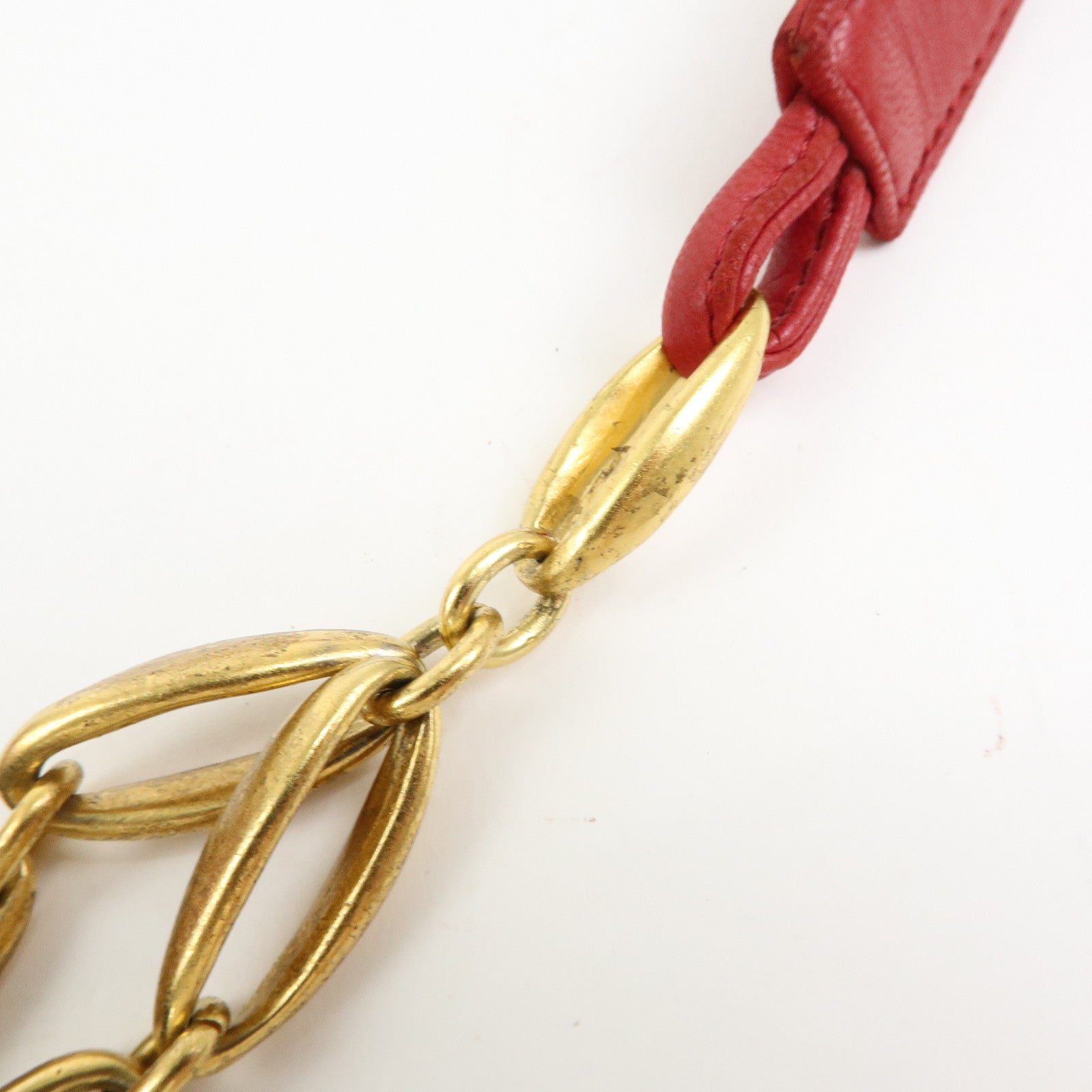 LOEWE Anagram Nappa Leather Chain Shoulder Bag Red Gold