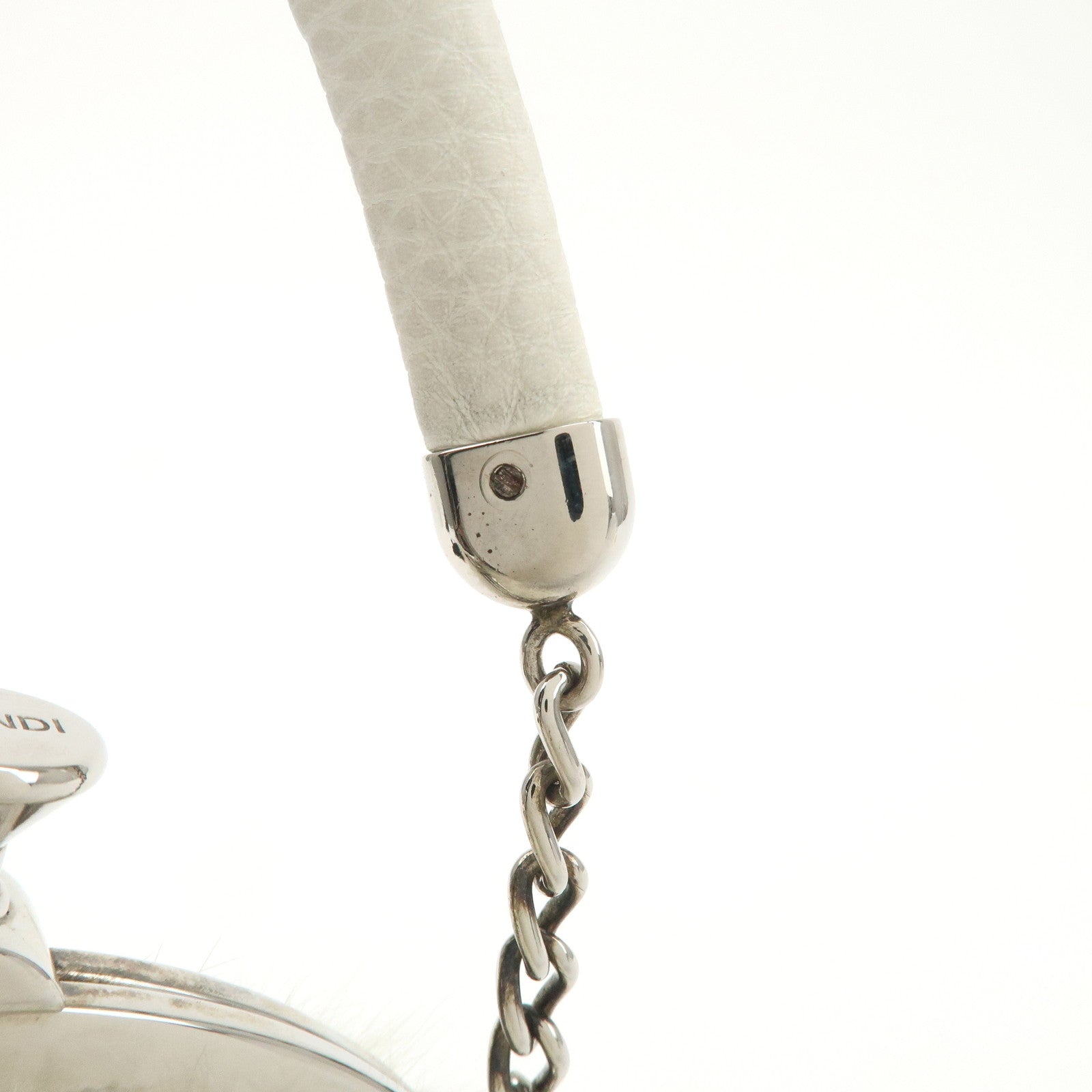 FENDI Seleria Leather Fur Flower Motif Kiss Lock Pouch Hand Bag 8BK048 Used