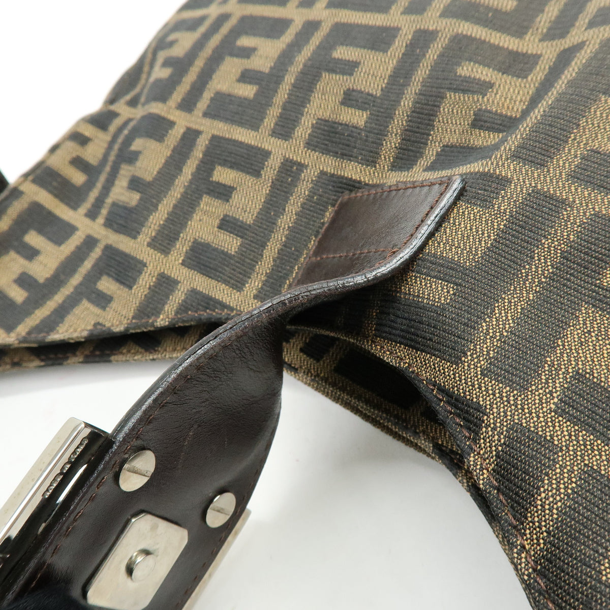 FENDI Zucca Canvas Leather Hand Bag Shoulder Bag Brown 26569