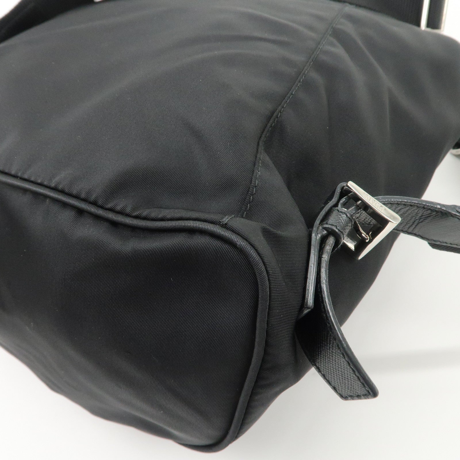 PRADA Triangle Logo Nylon Leather Backpack Ruck Sack Black Used