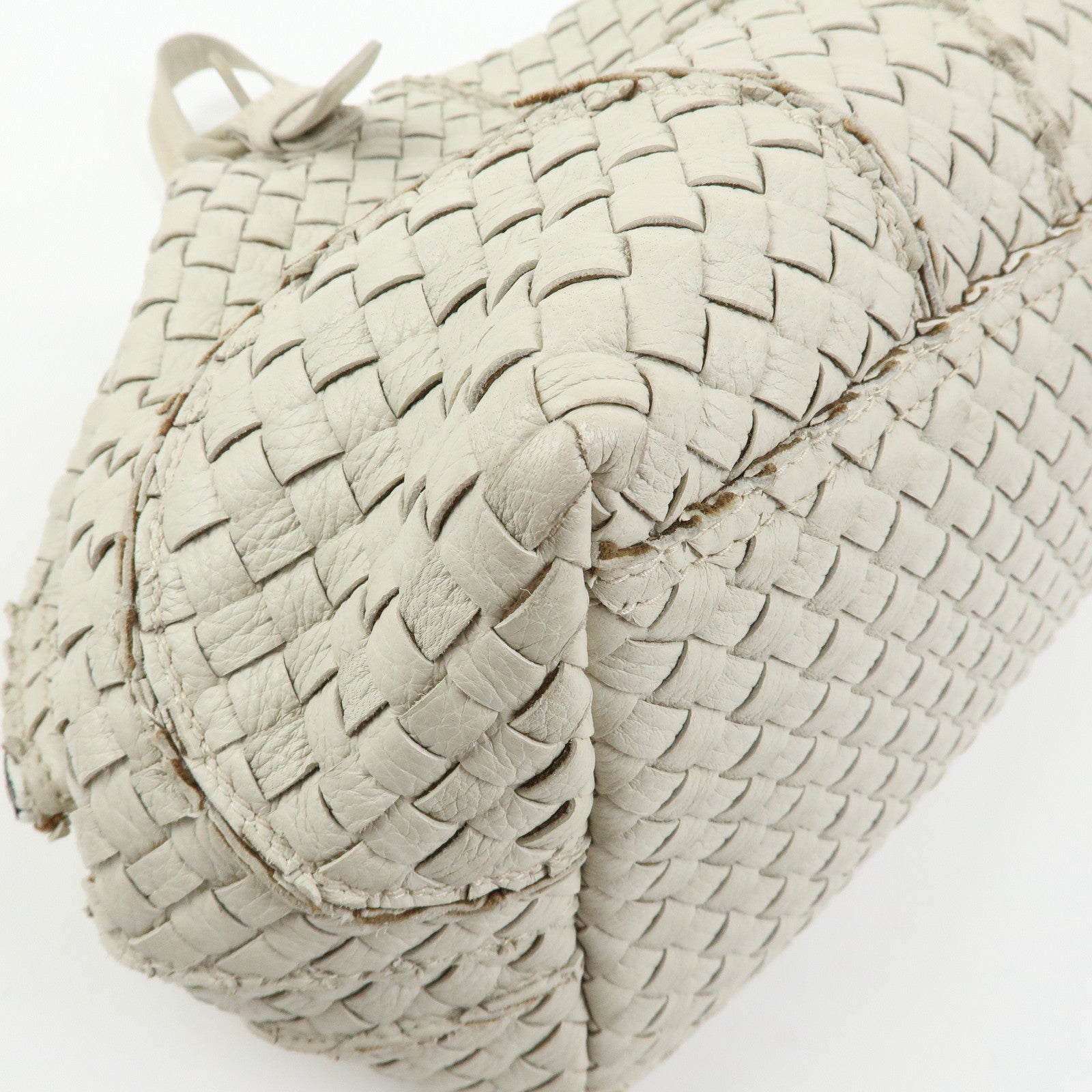 BOTTEGA VENETA Intrecciato Leather Shoulder Bag Hand Bag Ivory