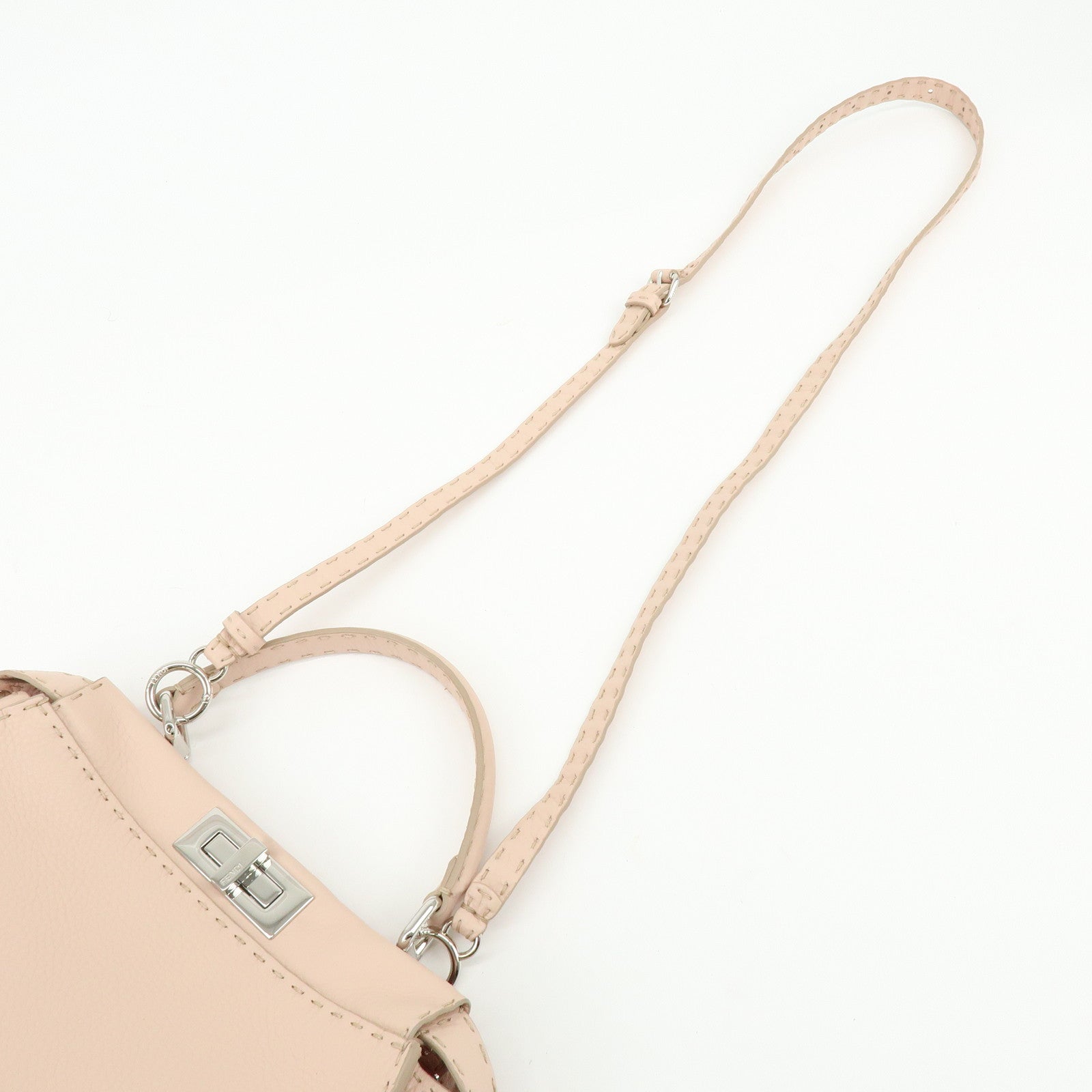 FENDI Peekaboo Calf Leather 2Way Shoulder Hand Bag Pink 8BN226