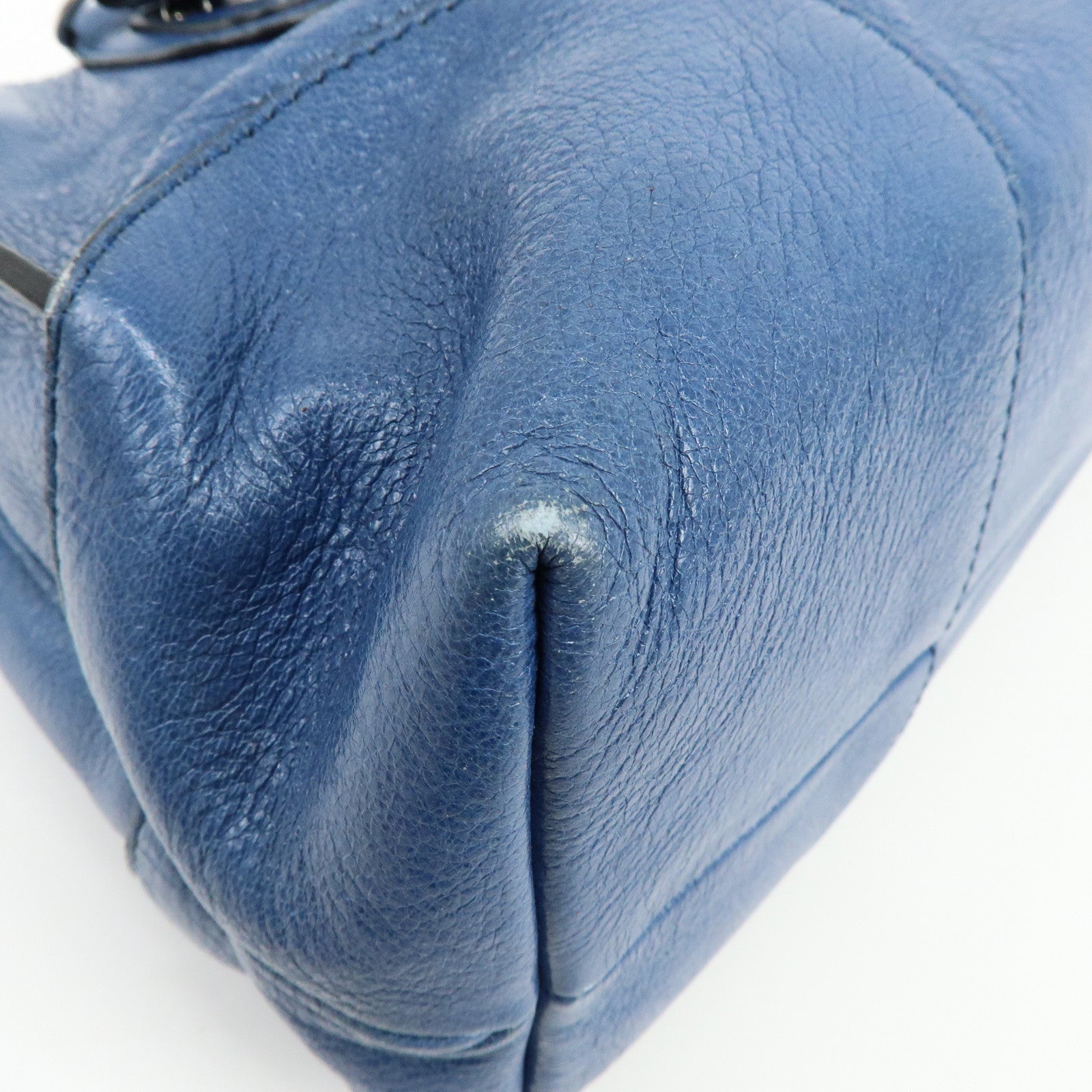 CELINE Logo Leather Boogie Bag Hand Bag Horse Bag Charm Blue