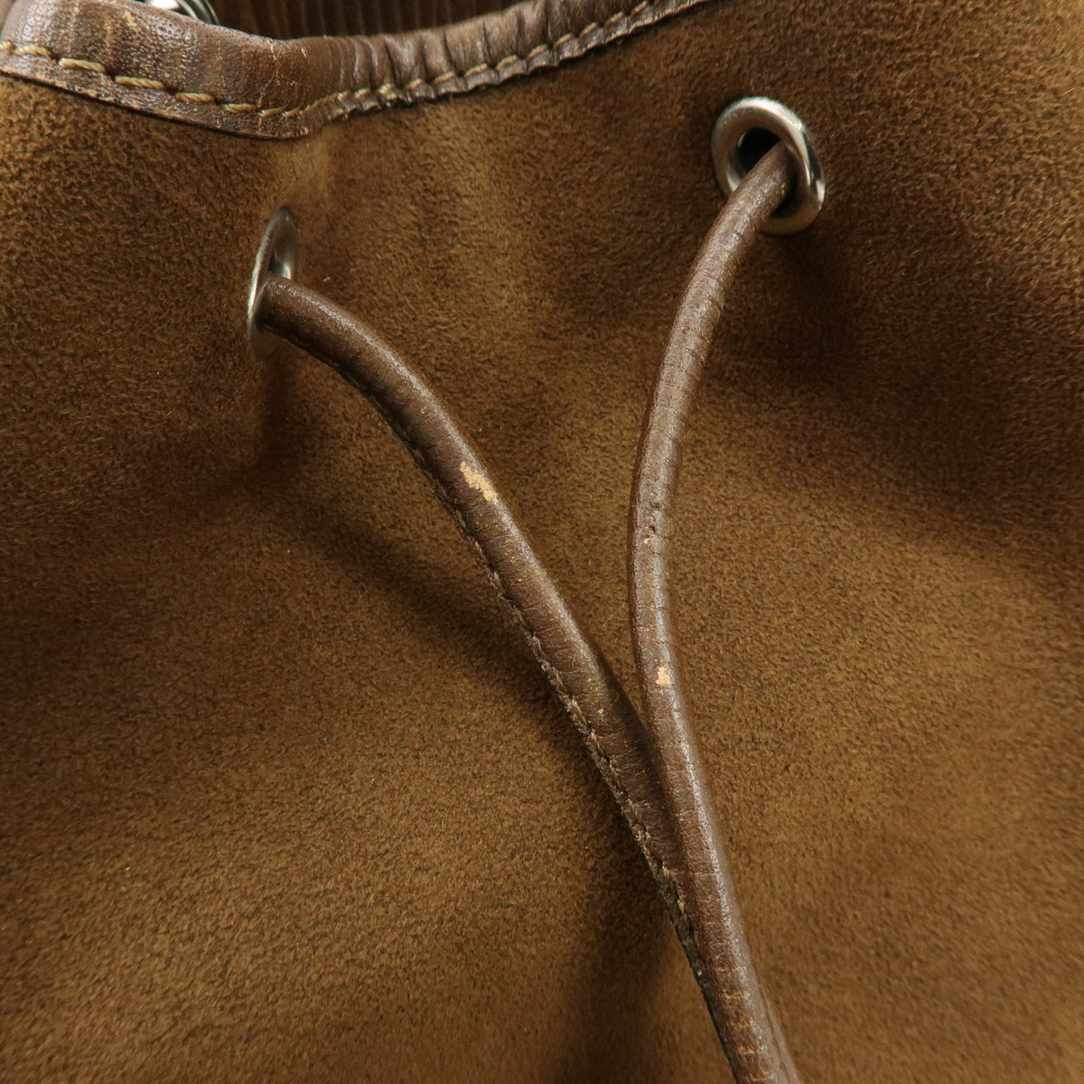 BALENCIAGA BB Logo Suede Leather Shoulder Bag Bucket Bag Brown