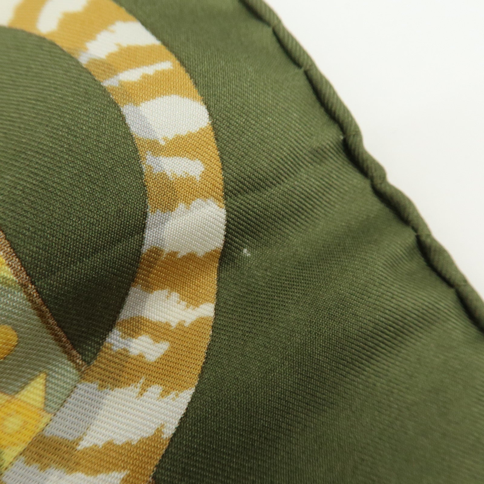 CELINE Silk100% Tiger Print Baroque Motif Scarf Shawl Green Yellow