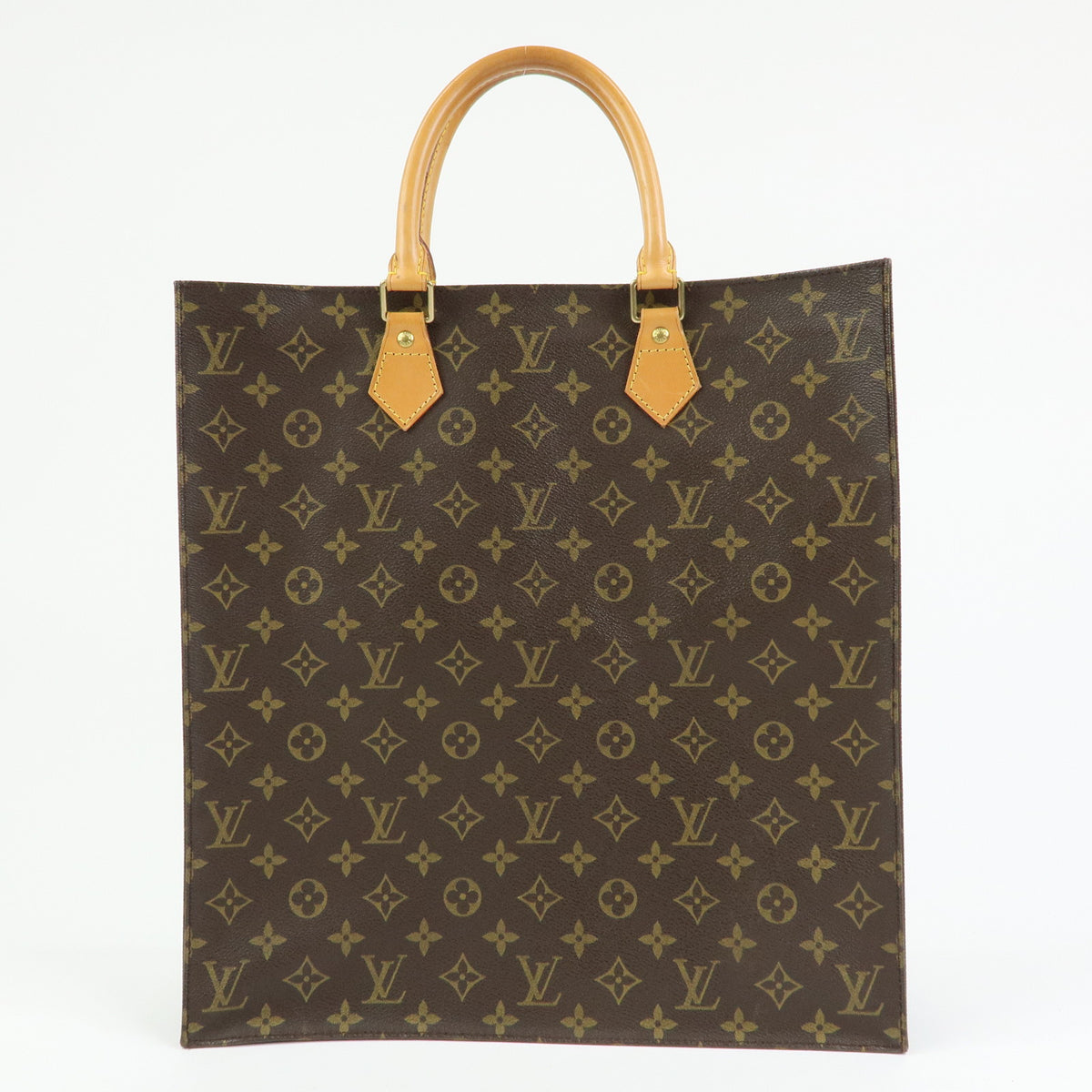 Louis Vuitton Monogram Sac Plat Tote Bag Hand Bag Brown M51140
