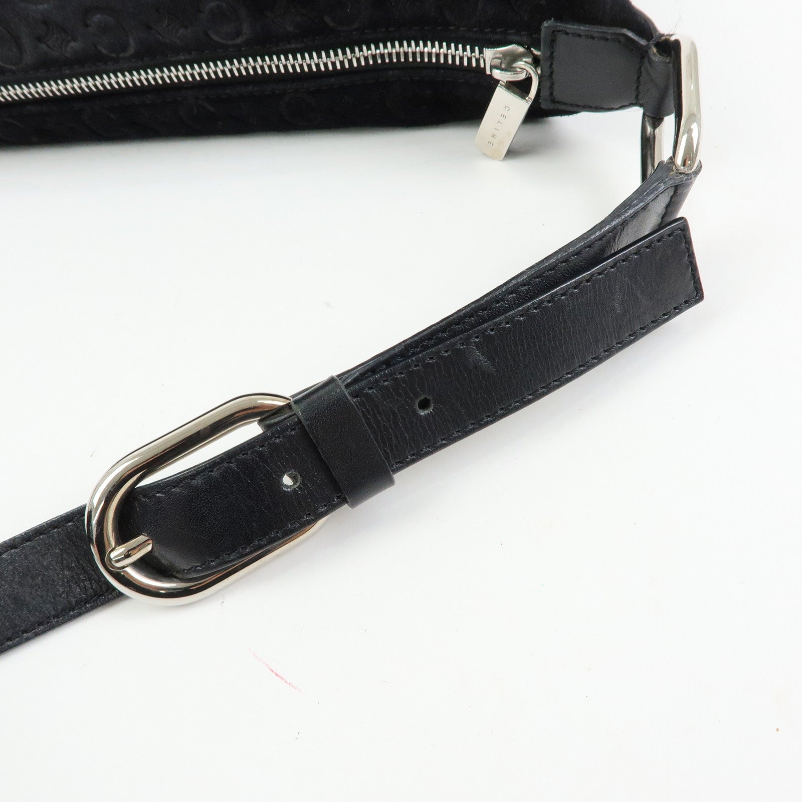 CELINE C Macadam Suede Leather Shoulder Bag Hand Bag Black