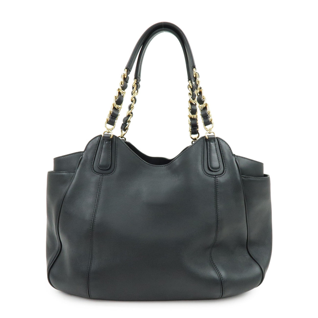 Ferragamo Gancini Leather Chain Shoulder Bag Hand Bag Black
