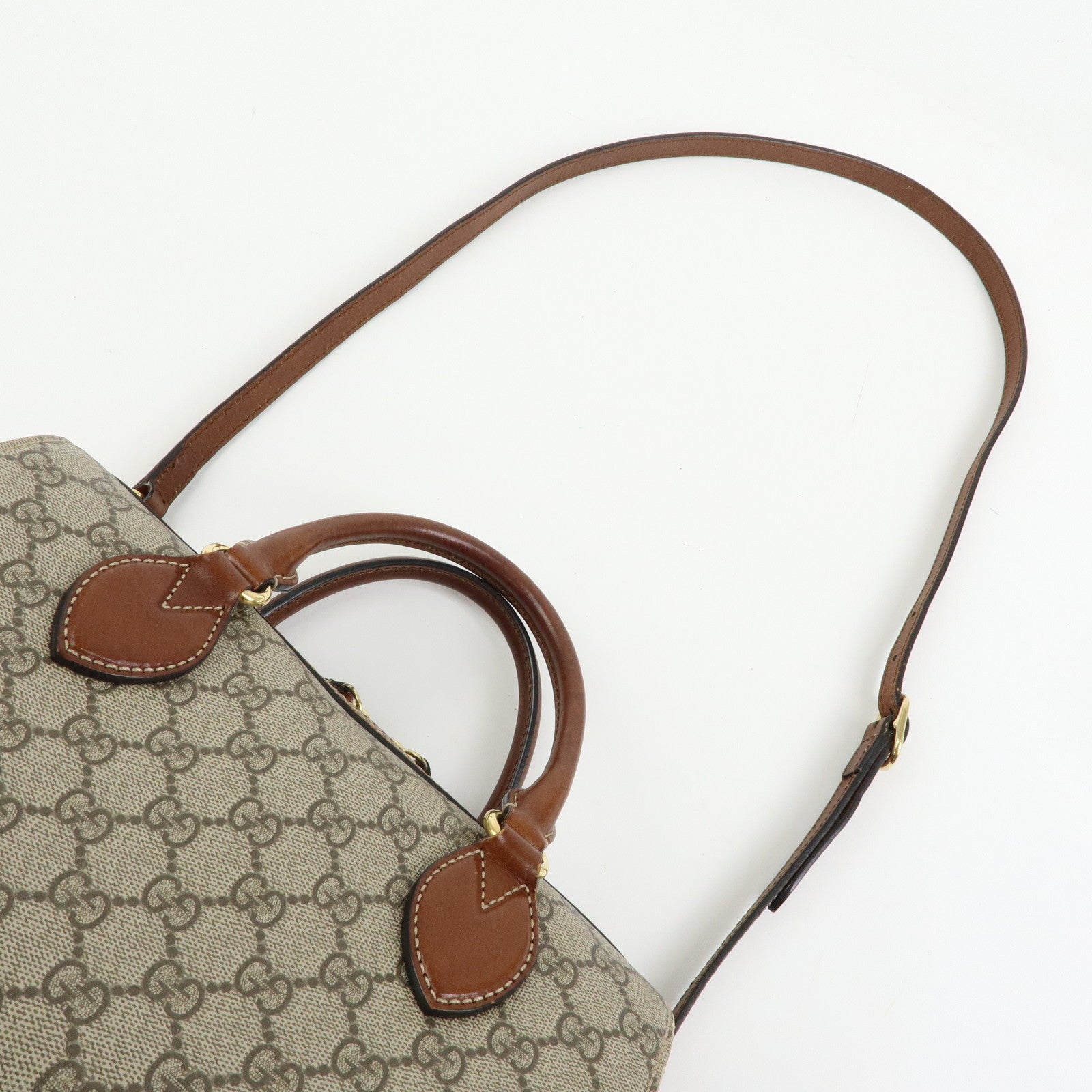 GUCCI GG Supreme Leather 2Way Bag Boston Bag Shoulder Bag Brown 409529