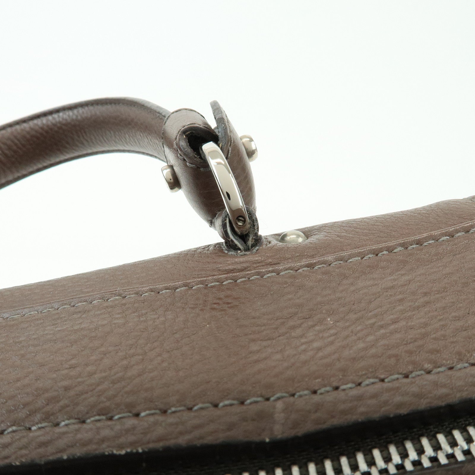 Ferragamo Gancini Leather Top Handle Hand Bag Brown
