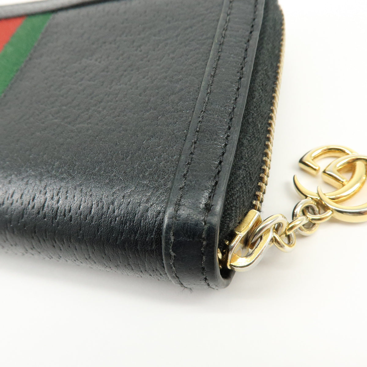GUCCI Ophidia Sherry Double G Leather Round Zippy Wallet Black 523154