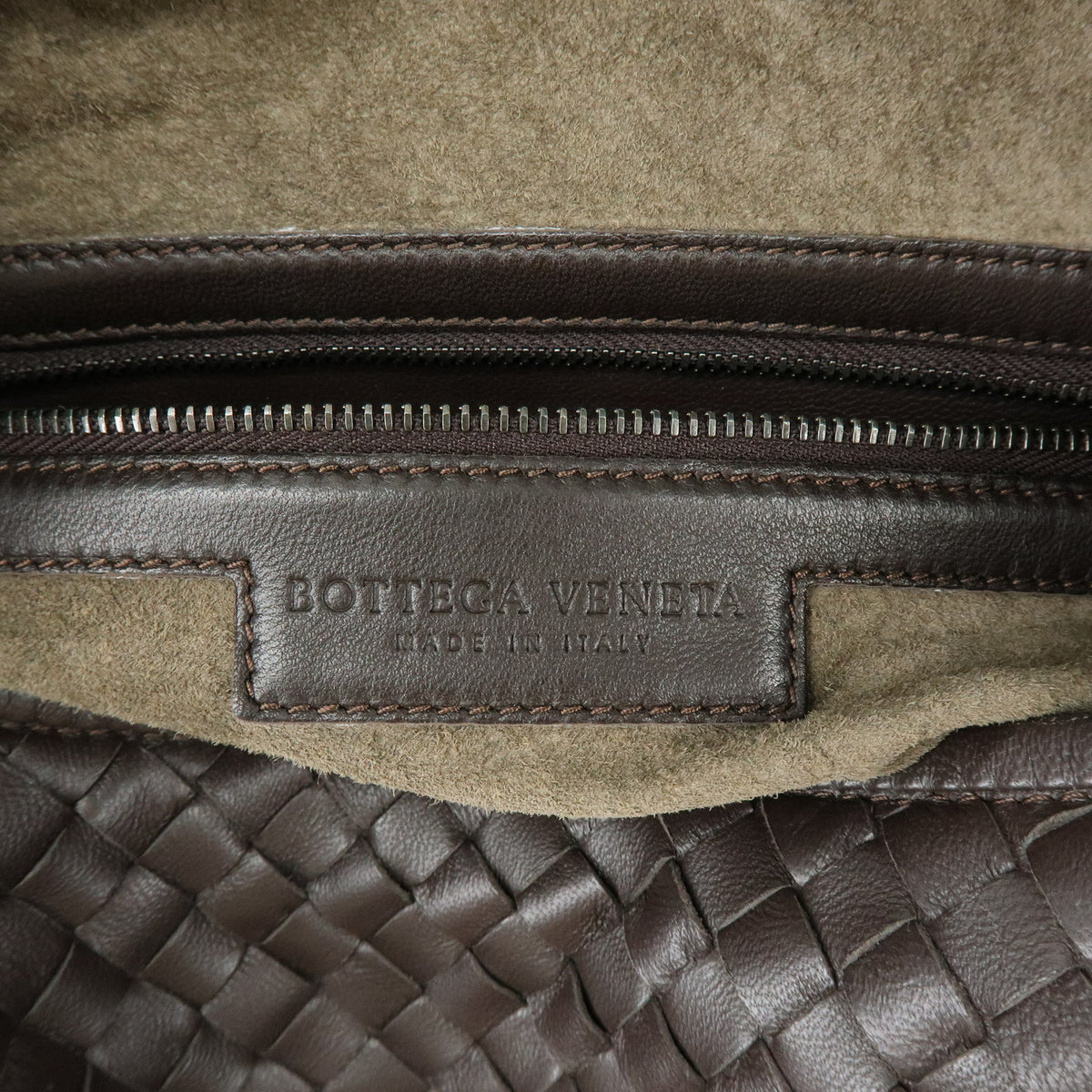 BOTTEGA VENETA HOBO Intrecciato Leather Shoulder Hand Bag Dark Brown