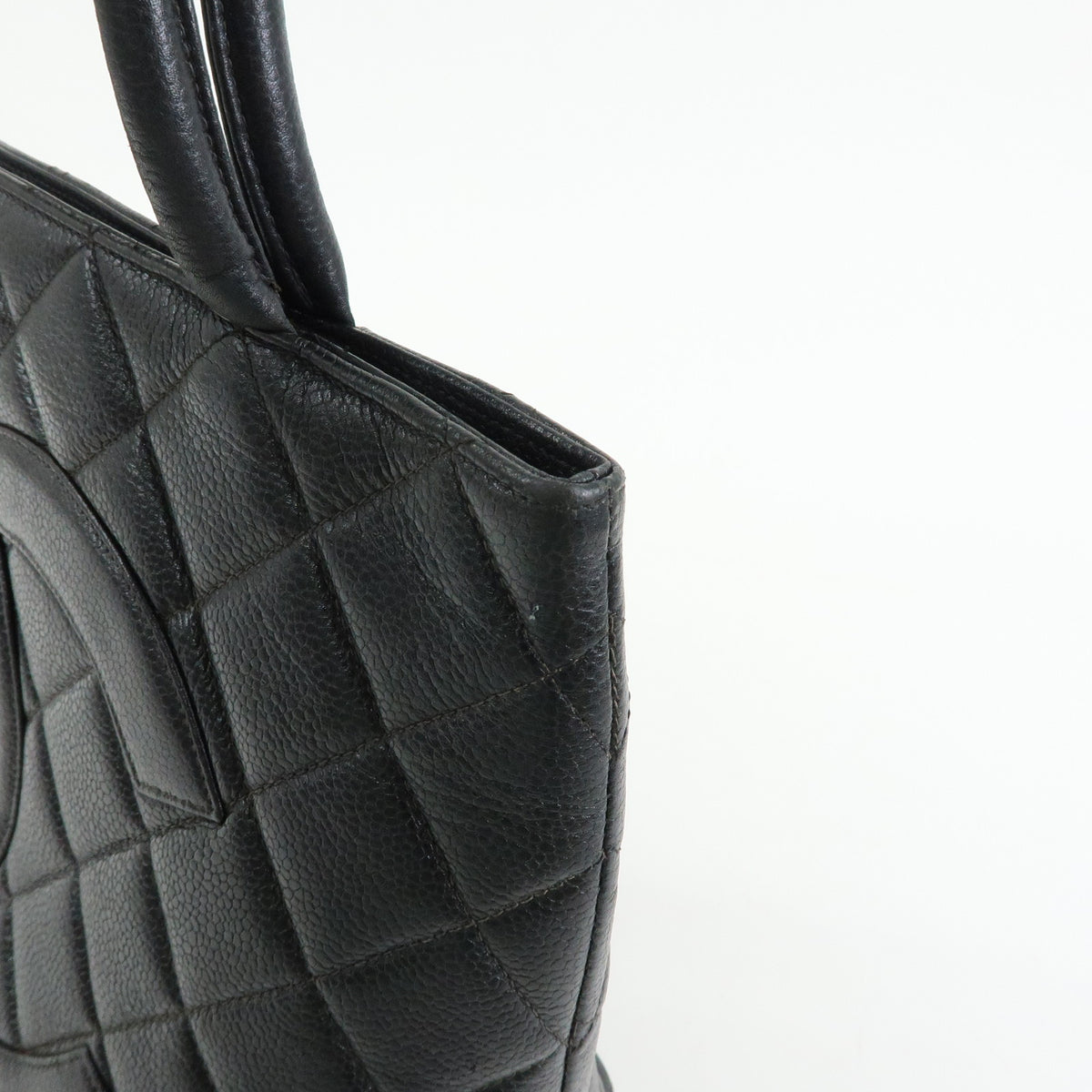 CHANEL Medallion Matelasse COCO Mark Caviarskin Tote Hand Bag A01804