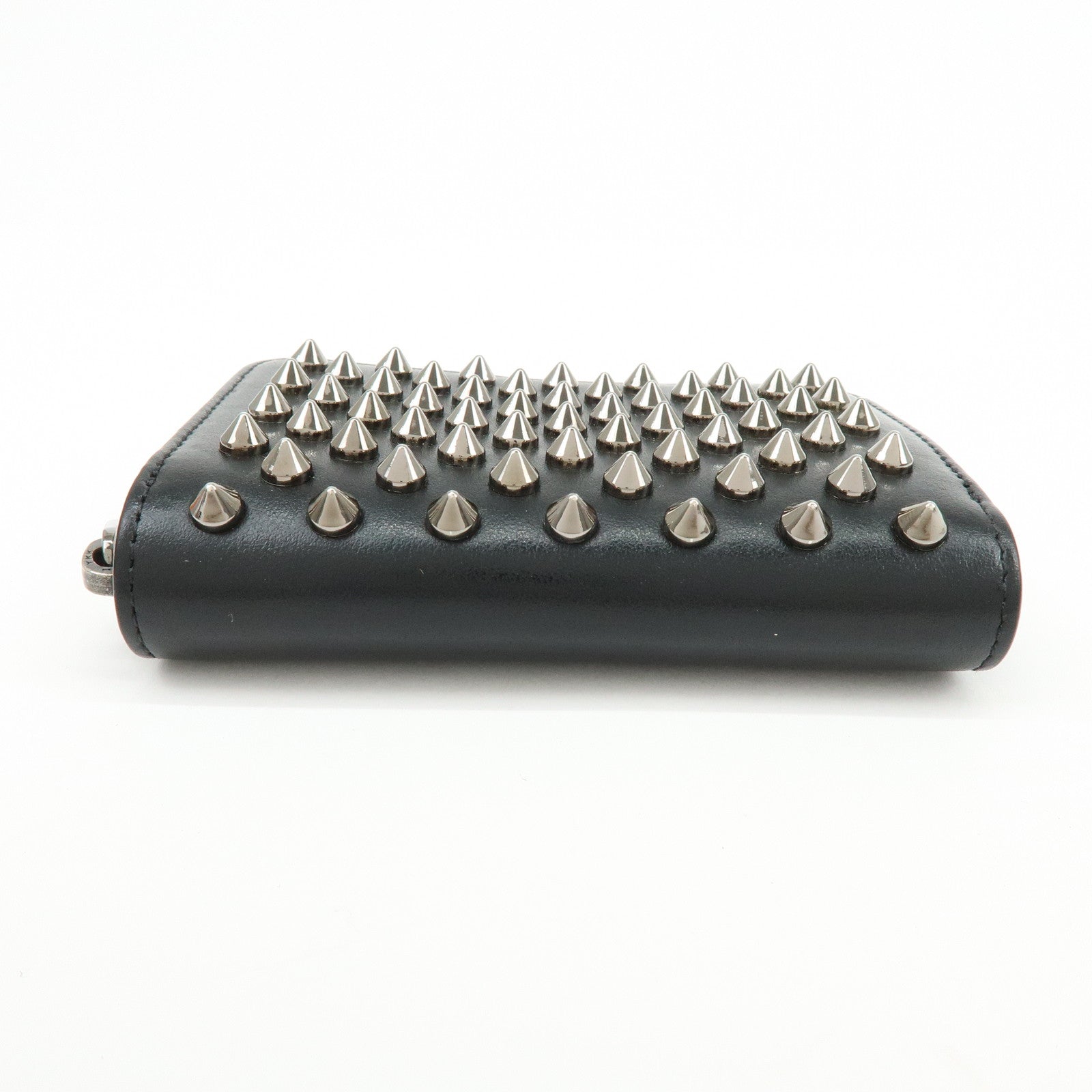 Christian Louboutin Leather Studs Compact Wallet Coin Case Black