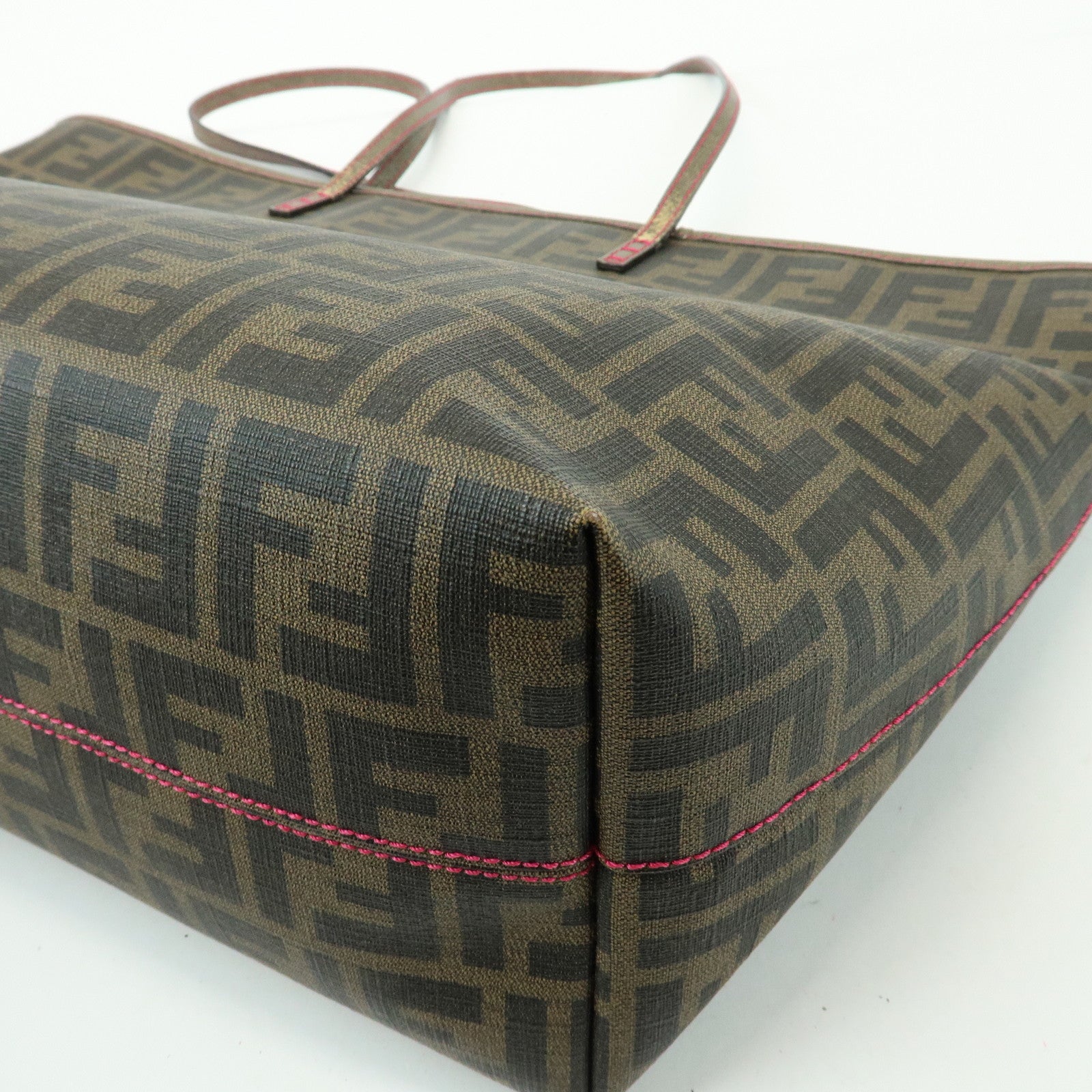 FENDI Zucca PVC Leather Tote Bag Shoulder Bag Hand Bag Brown 8BH185