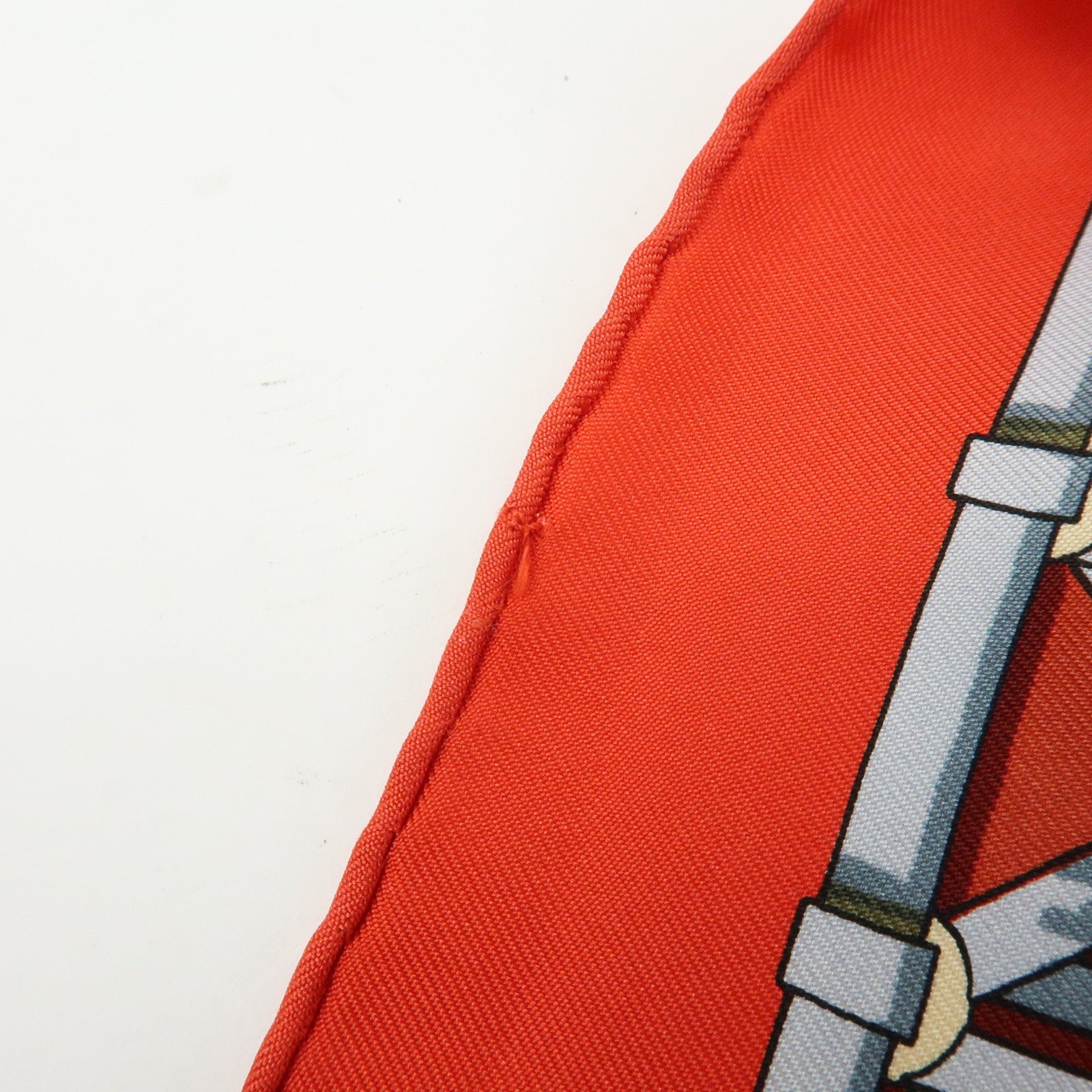 HERMES Carre 90 Silk 100% Scarf FEUX DE ROUTE Lantern Motif Red Gold