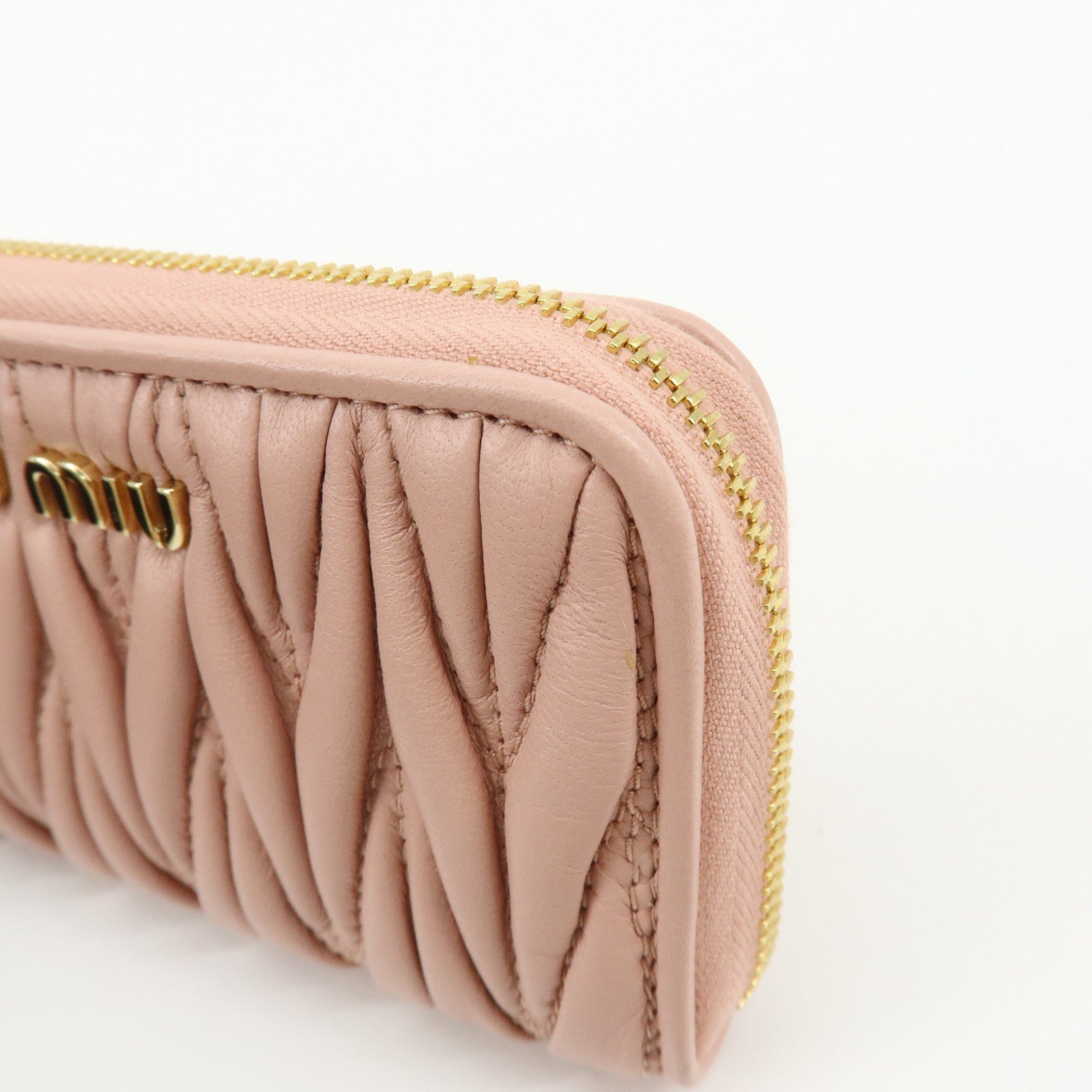 MIU MIU Matelasse Nappa Leather Coin Case Card Case Pink