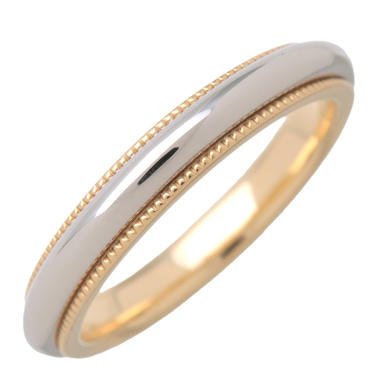 TiTiffany & Co Milgrain Band Ring PT950 K18 750YG US4 EU47