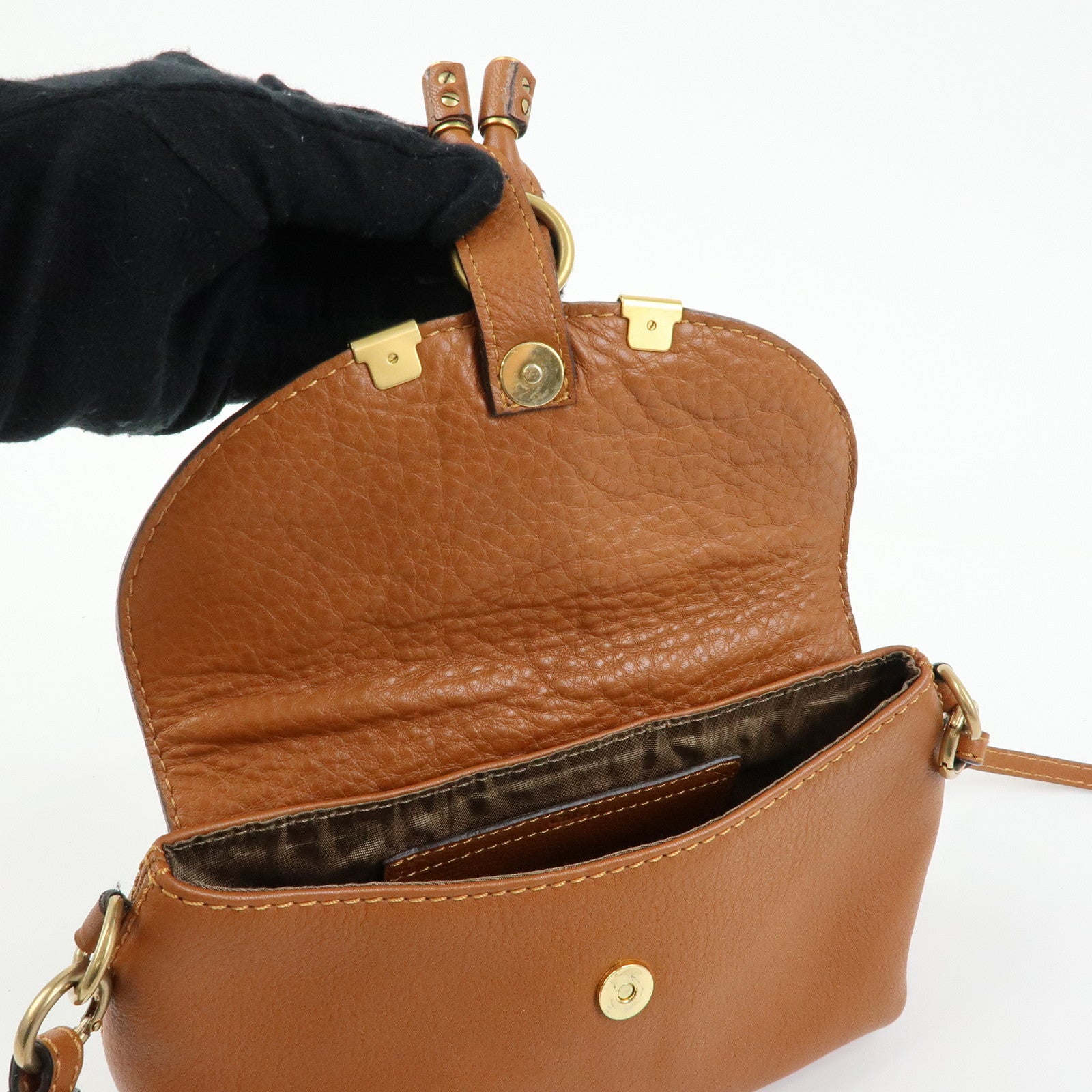 Chloe Marcie Leather Shoulder Bag Crossbody Bag Brown