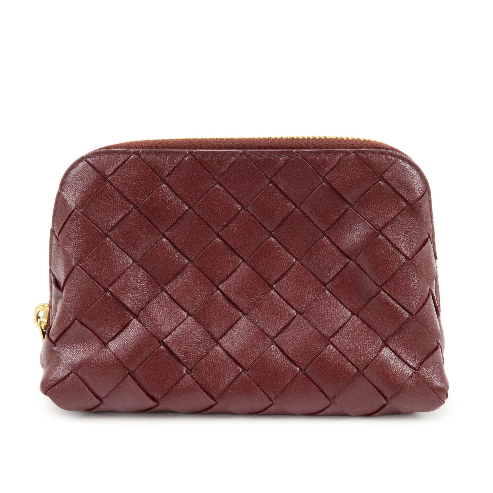 BOTTEGA VENETA Intrecciato Leather Pouch Cosmetic Case Bordeaux