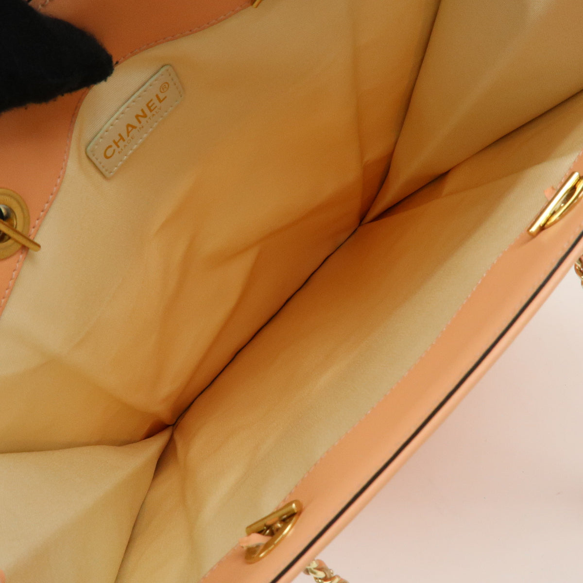 CHANEL COCO Mark Canvas Leather Chain Shoulder Bag Tote Bag Pink Orange