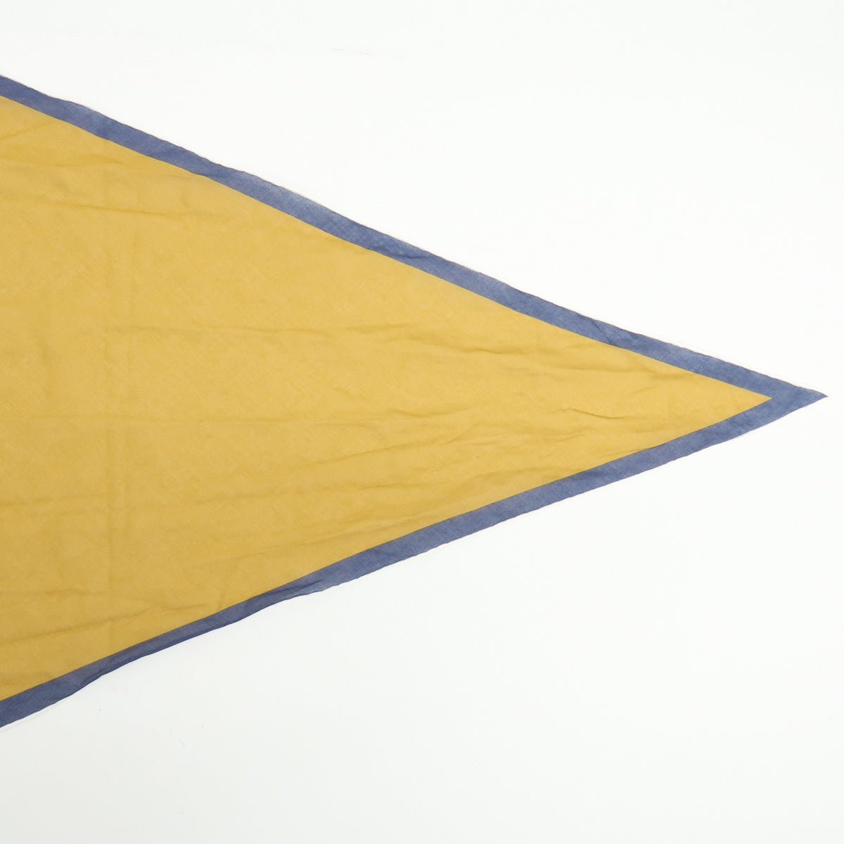 HERMES Cotton 100% Pointu Scarf Mustard Navy White