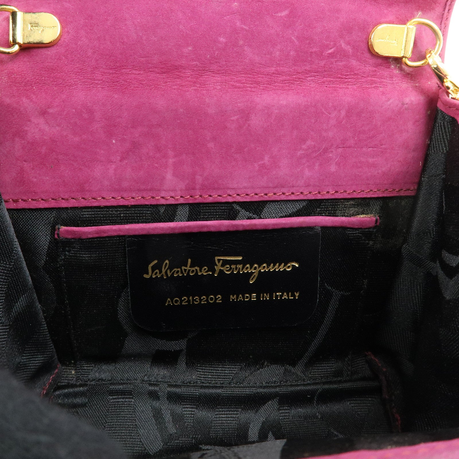 Ferragamo Varra Ribbon Suede 3Way Bag Chain Shoulder Bag Purple