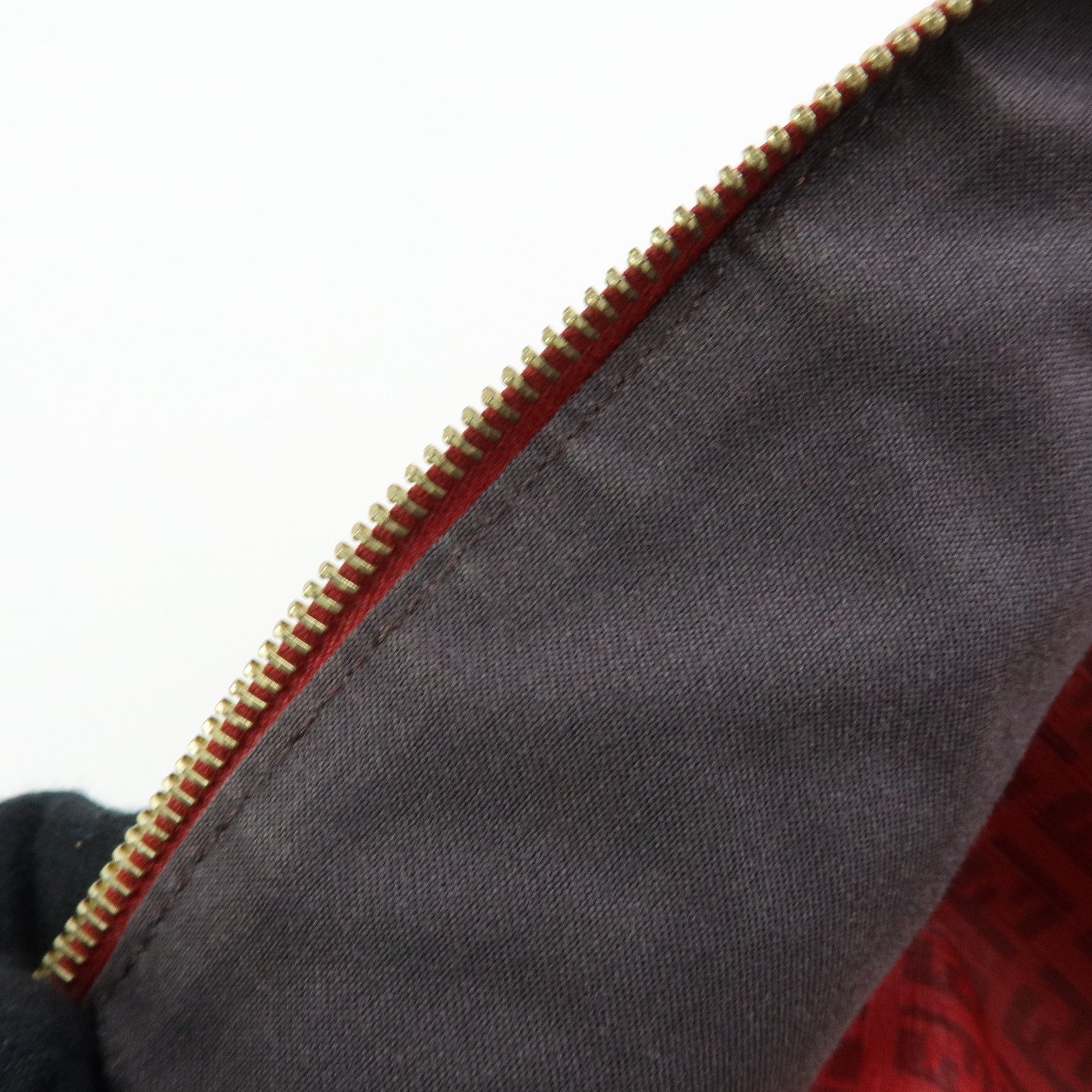 FENDI Zucchino PVC Leather Boston Bag Hand Bag Red 8BL098