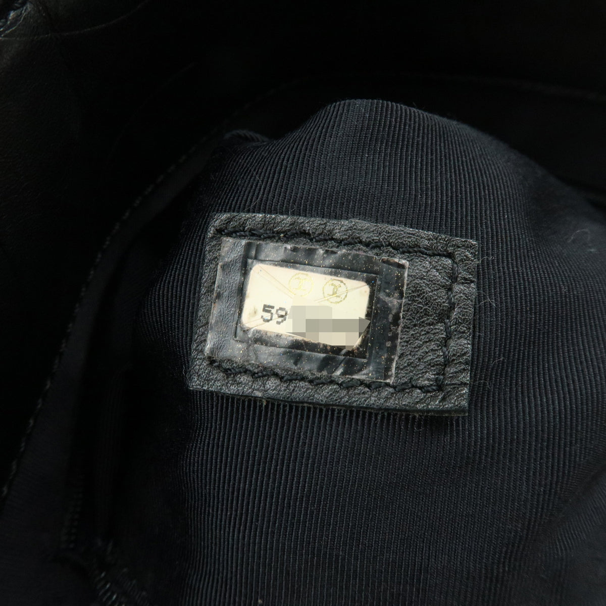 CHANEL COCO Mark Lamb Skin Tote Bag Shoulder Bag Black