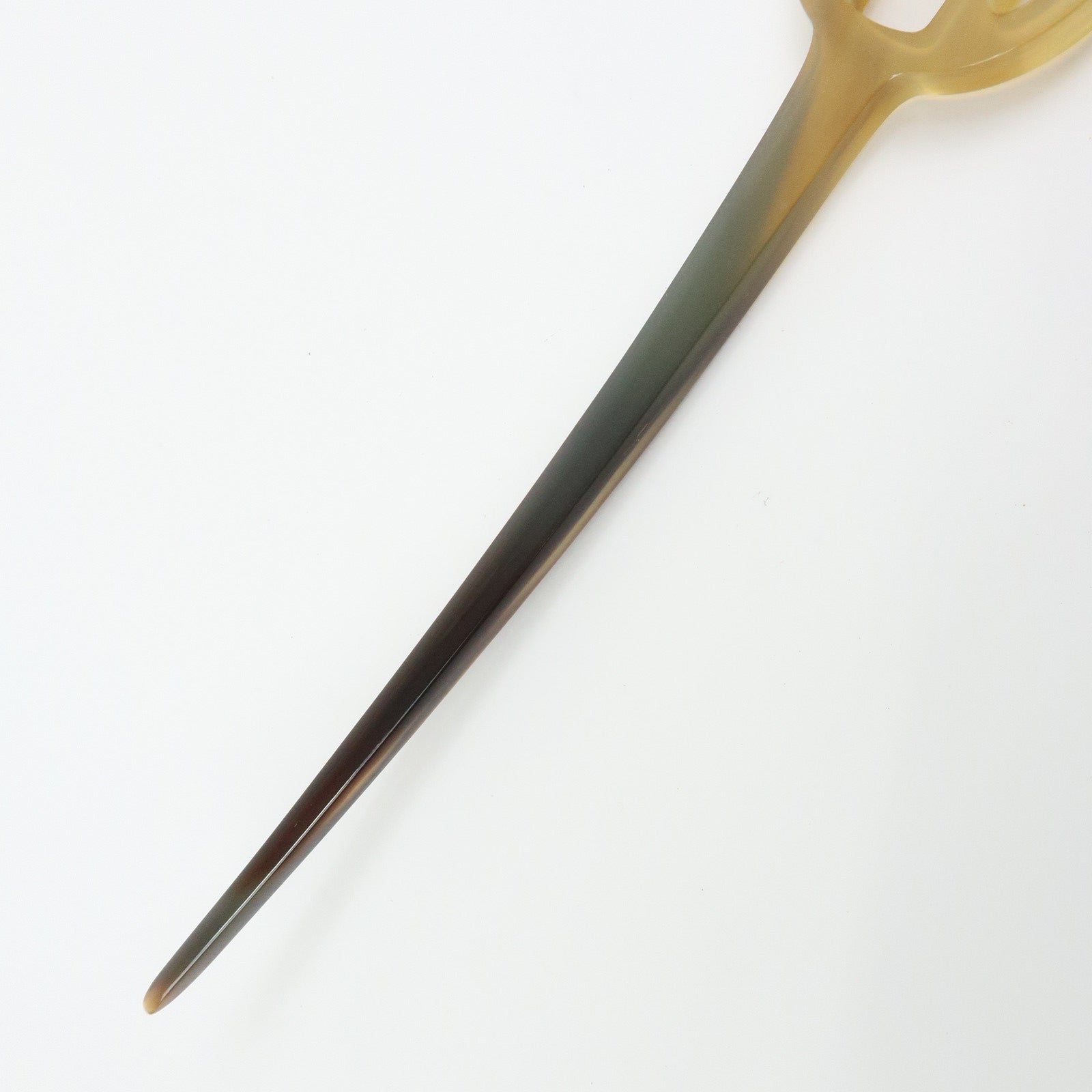 HERMES Buffalo Horn Hair Pin Rocaille Kanzashi Natural Brown