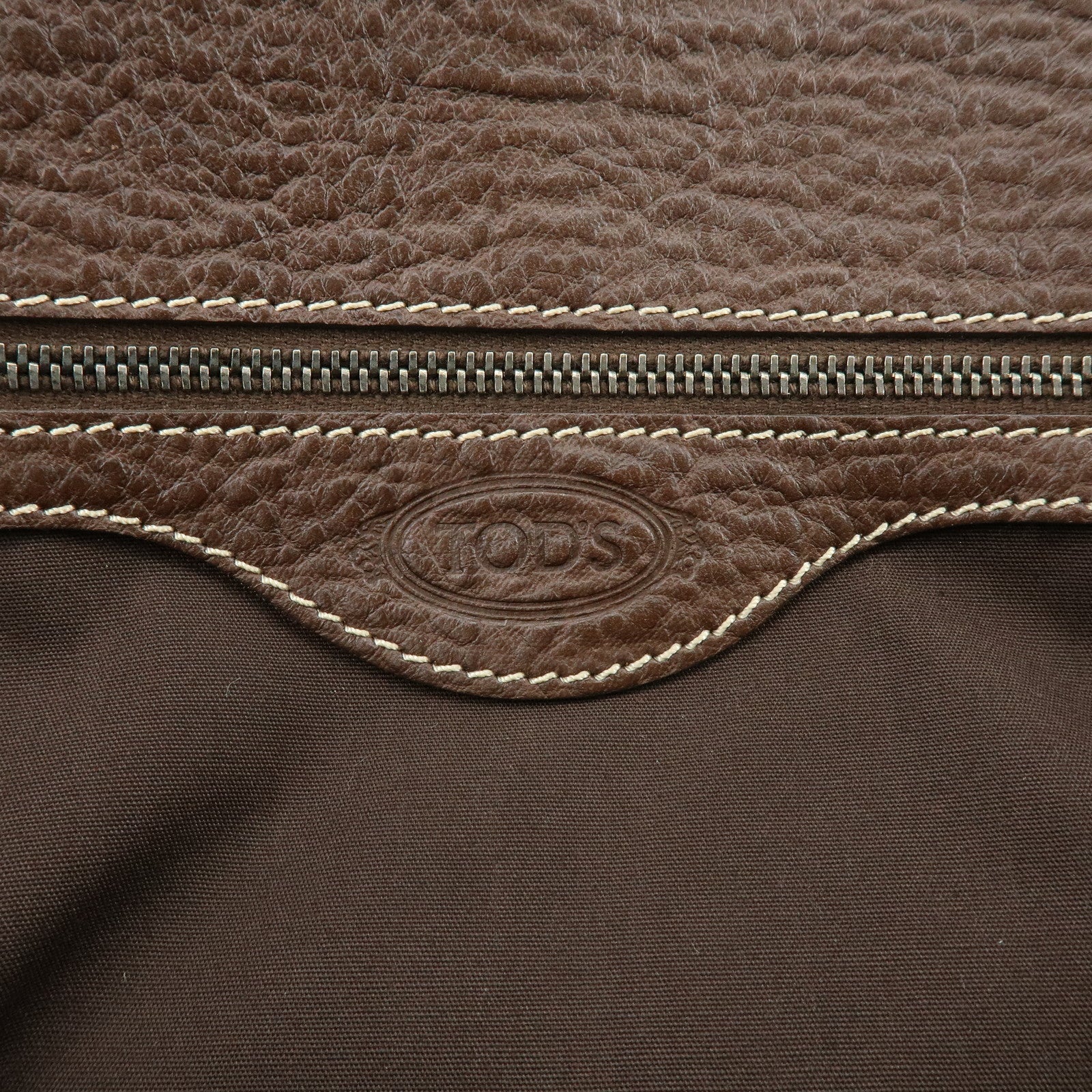 TOD'S Corniche Wave Leather Shoulder Bag Hand Bag Brown