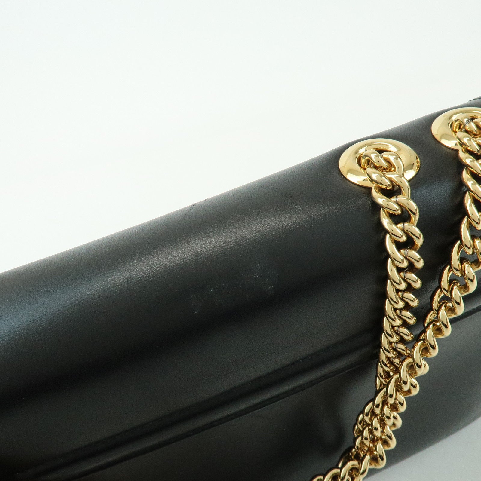 GUCCI Raja Calf Leather Rhinestone Chain Shoulder Bag Black 537241