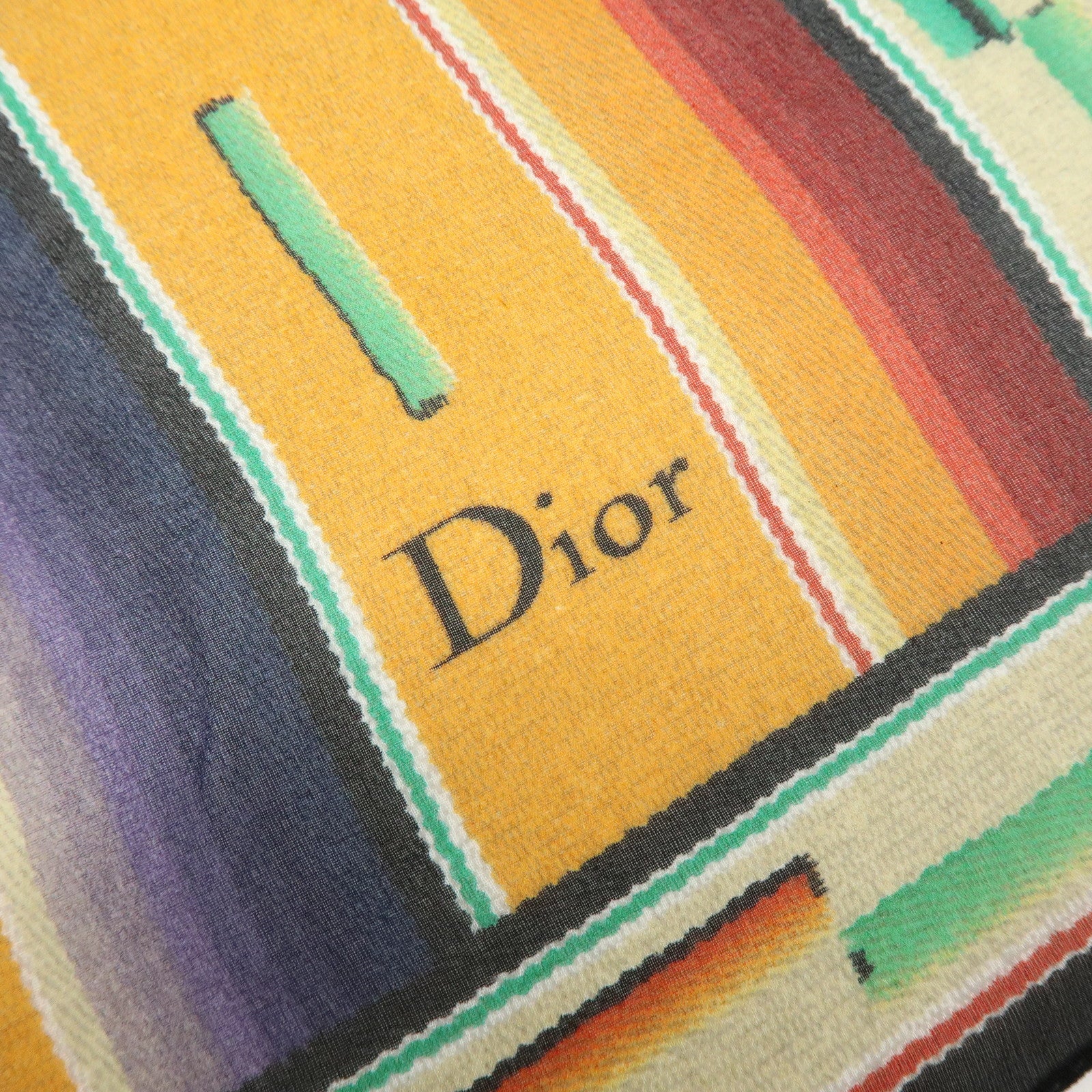 Christian Dior Set of 2 Silk 100% Scarf Tribal Print Multicolor