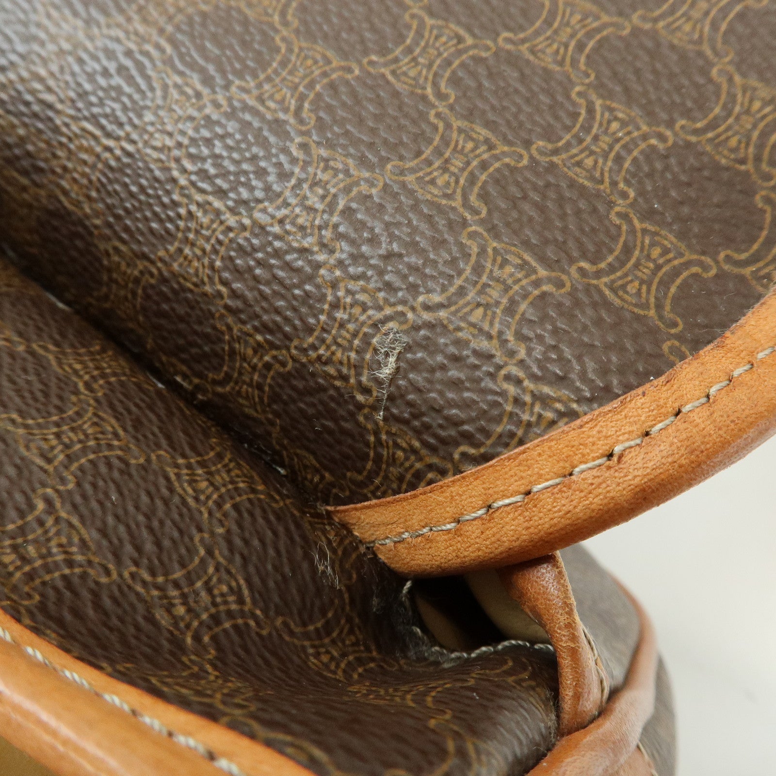 CELINE Macadam PVC Leather Shoulder Bag Crossbody Bag Brown