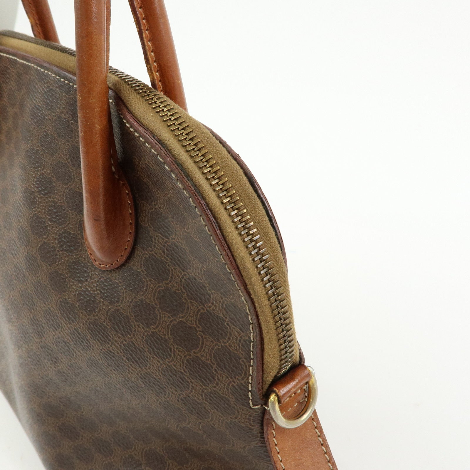 CELINE Macadam PVC Leather 2Way Bag Hand Bag Brown